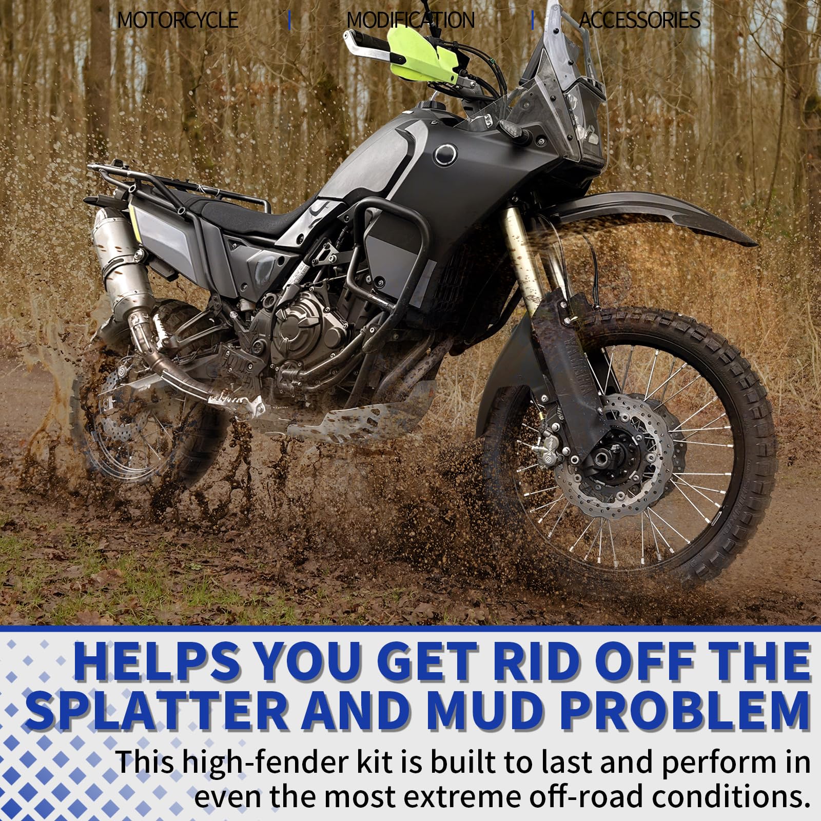 WOOGA Cubierta de guardabarros delantero para motocicleta, Protector de guardabarros Alto y Bajo para Ya&ma&ha TENERE 700/World Raid/Extreme Edition/ XTZ690 Accesorios 2019-2025 (Blanco-Alto)