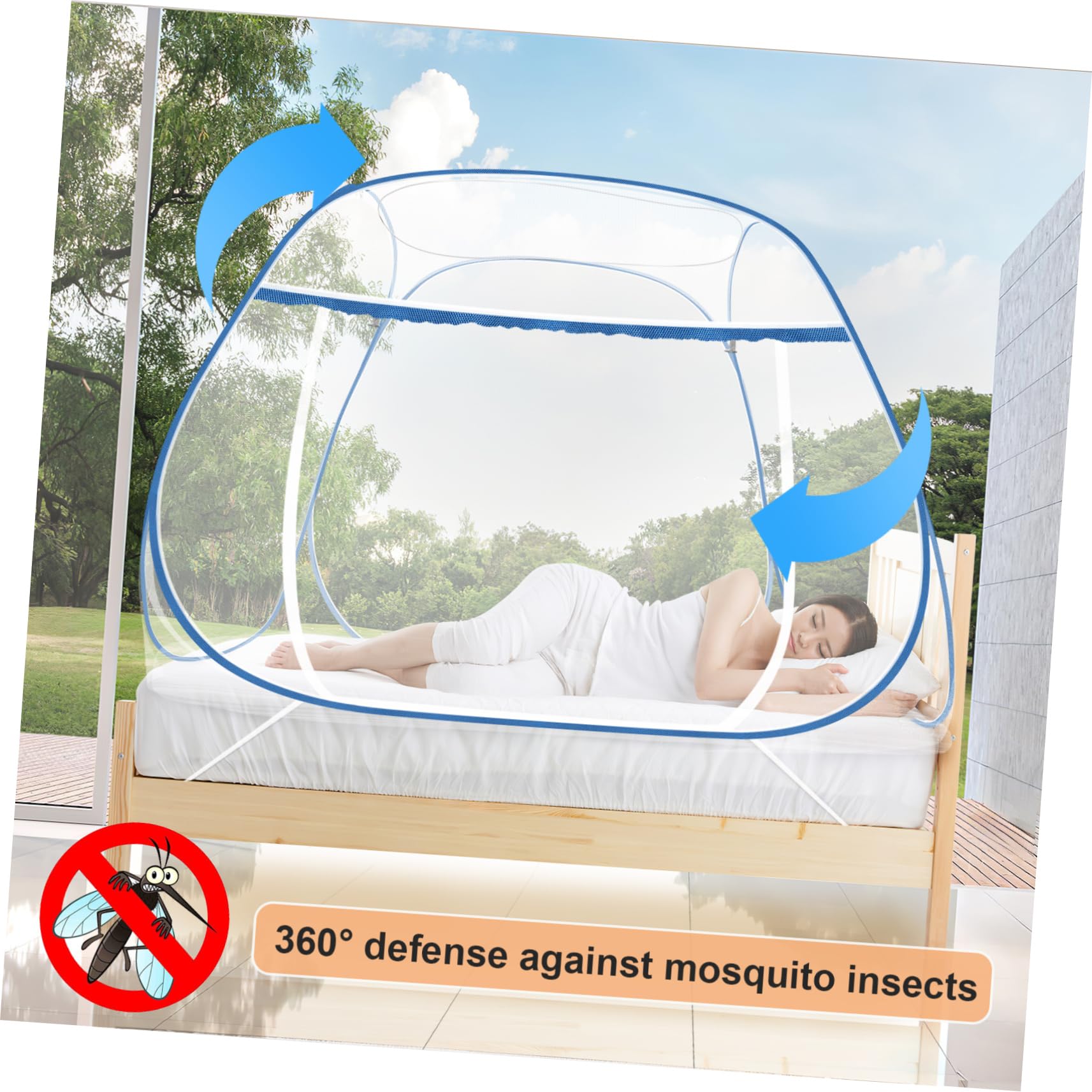 Tente Moustiquaire Pliable pour Lit Filet avec Ouverture Supérieure Large Facile à Installer Transporter