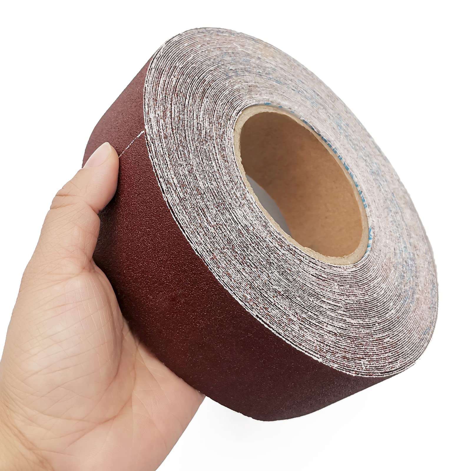 Rollo de papel de lija abrasivo de 2 pulgadas de ancho y 85 pies de largo, listo para cortar, listo para envolver, papel de lija de metal y vidrio, para carpintería (grano 120)
