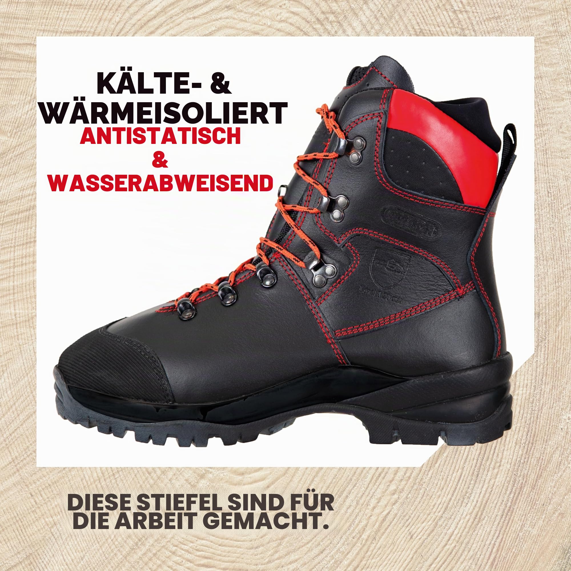 Oregon Waipoua Kettensägen-Schnittschutzstiefel, Größe 41 (EU) | Klasse 1, wasserabweisend, aus hochwertigem Leder, hitze- und kältebeständig, für Damen und Herren