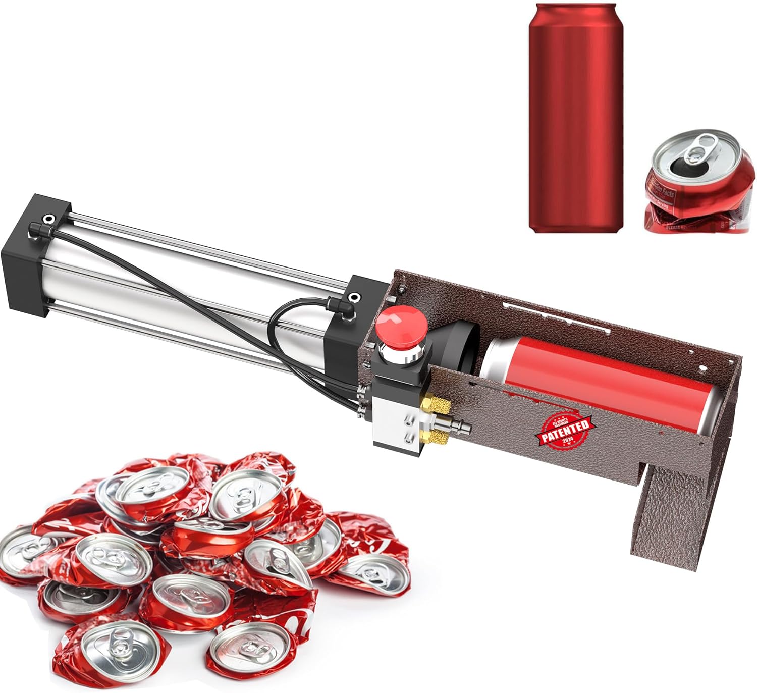 NEWPO Air Powered Can Crusher for Recycling,12oz-16oz,Pneumatic Can Crusher Heavy Duty,Wall Mounted Beer Soda Can Smasher (Bronze)