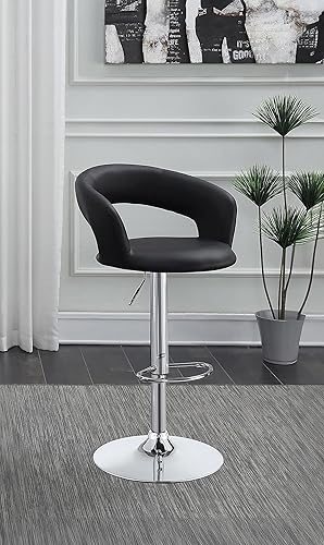 Miniatura 2 de Coaster Home Furnishings Barraza 120346 Taburete de bar de altura ajustable de 29 pulgadas, negro y cromado