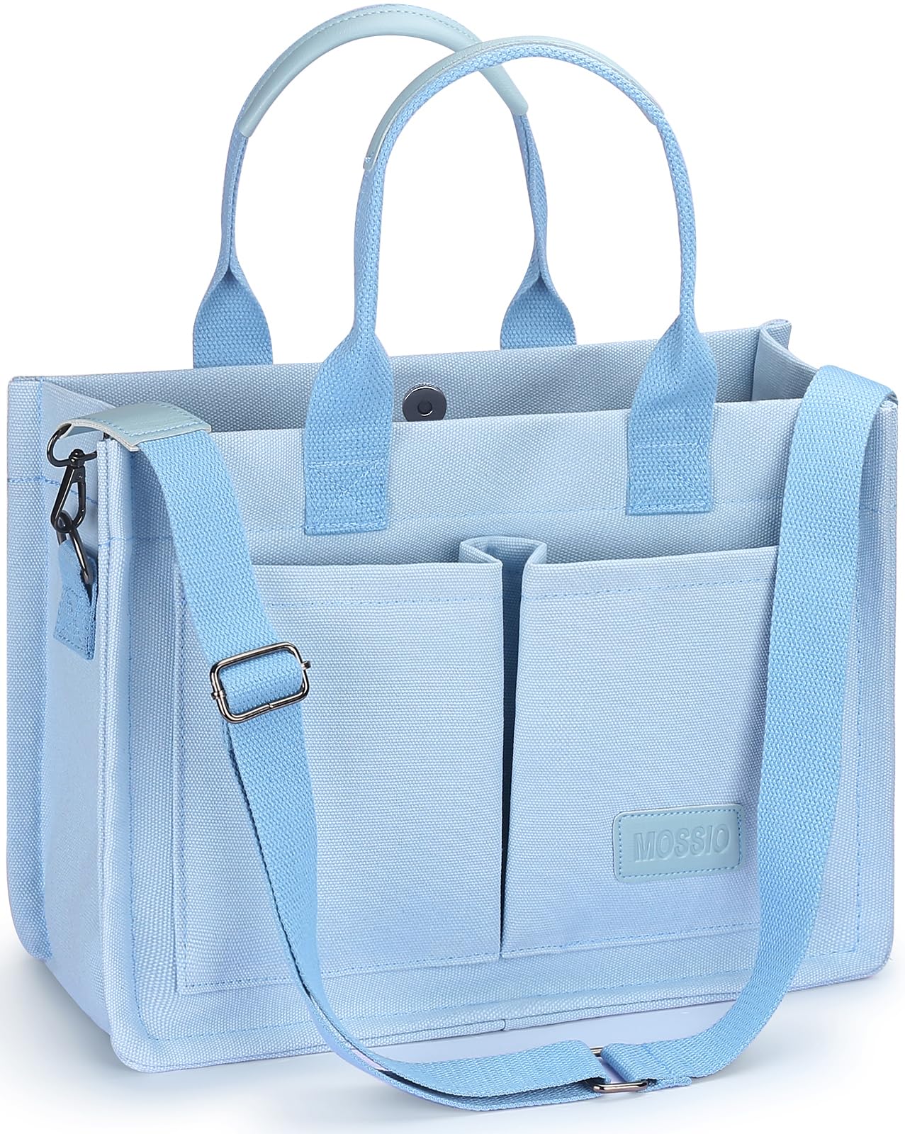 Mossio Large Canvas Tote Bag for Women with Pockets - Laptop Crossbody Work Tote Bag Everyday Bag Shoulder Purse Handbag