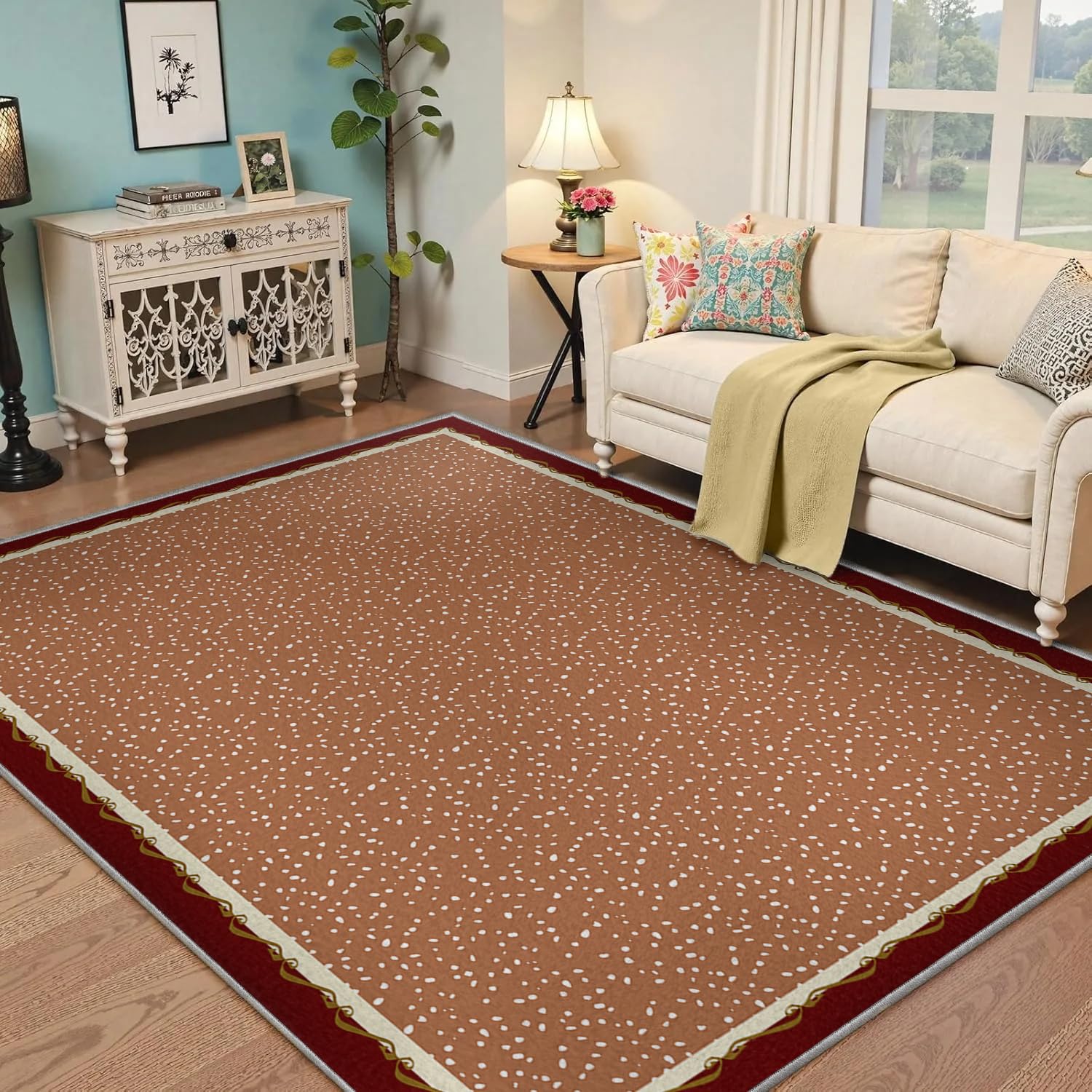 Tappeti lavabili color terracotta per soggiorno tappeti antiscivolo e antiscivolo con macchie ultra morbide per camera da letto sala da pranzo sala giochi 100x150cm