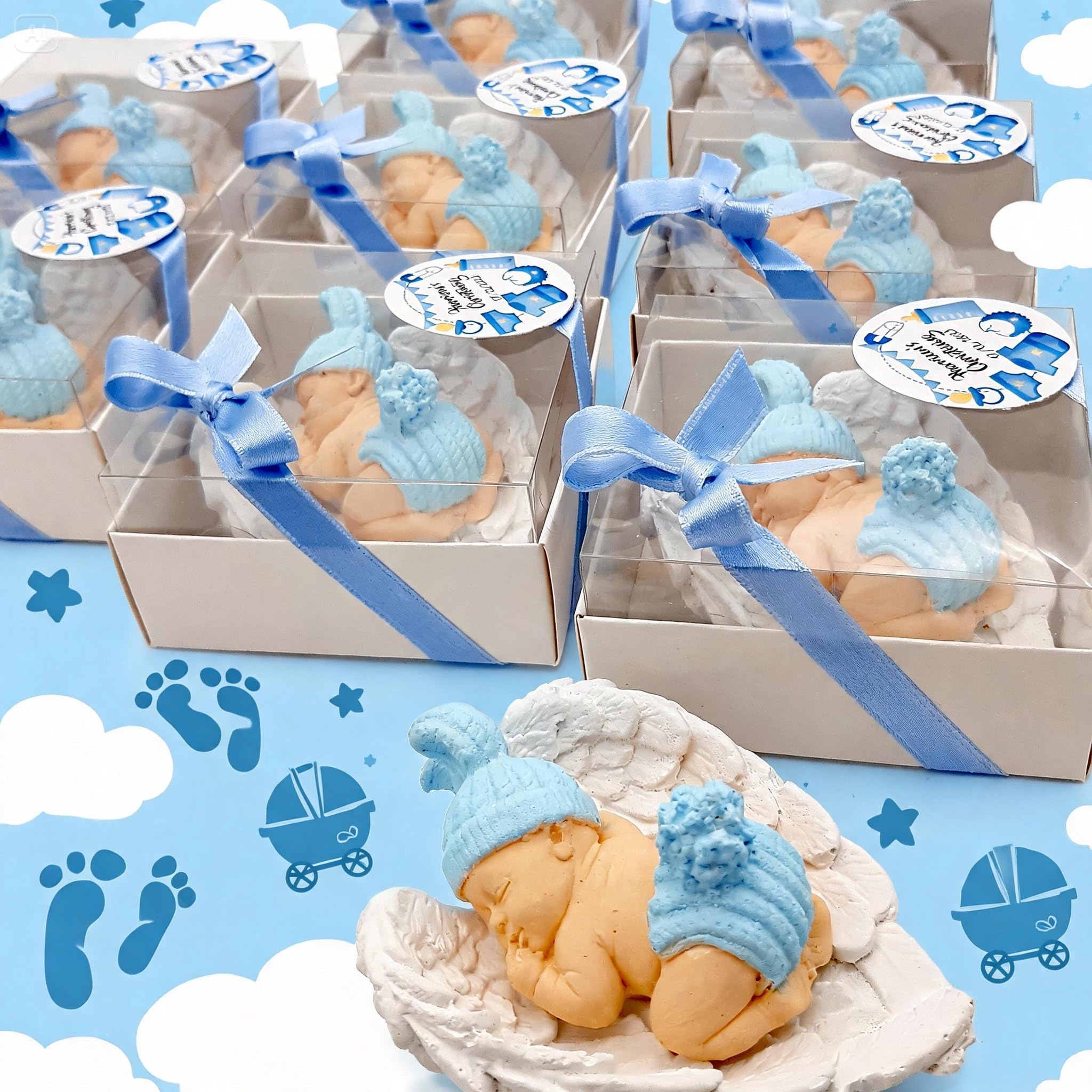 detalles bautizo para invitados, recuerdos bautizo 40 piezas niña niño bebe de piedra imanes detalles comunion para invitados, regalos originales bautizos para recien nacido (Bebé rosa ala blanca)