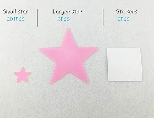 Miniatura 4 de HoneyToys 204 calcomanías de pared de plástico noctilucentes fluorescentes de 1.2 pulgadas, estrellas luminosas para el hogar, techo, pared,
