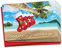 Vista 8 de The Best Card Company - 12 tarjetas de felicitación navideñas en caja (1 diseño, 12 tarjetas) - Playa tropical y vacaciones vacaciones, juego a