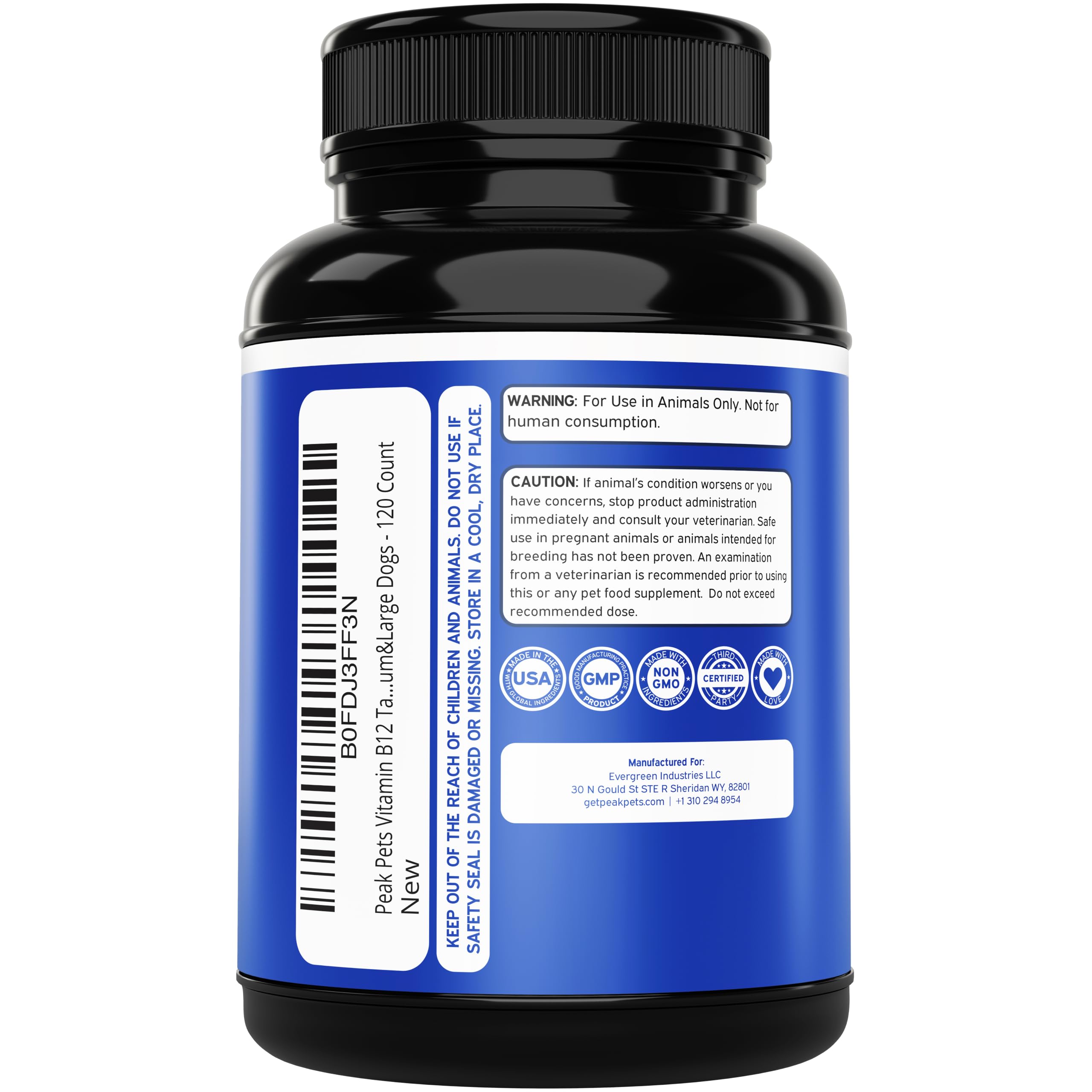 Vitamin B12 Supplement for Medium & Large Dogs with Cobalamin, Folate - Vitamin B12 for Dogs Tablet Energy & Cognitive Support - 120 Chicken Flavored Chewable Tablets -Third Party Tested, Non GMO — Amazon image 3