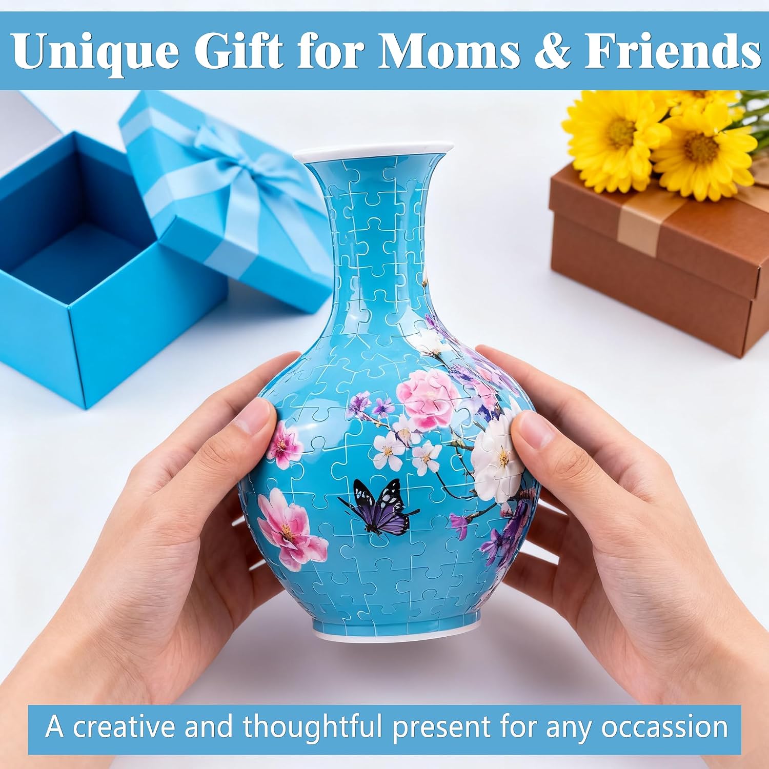3D Puzzle Vase for Adults, 164-Piece Unique Curved Plastic Flower Vase,House Warming Gift for Flower Arrangements and Home Decor, for Mom