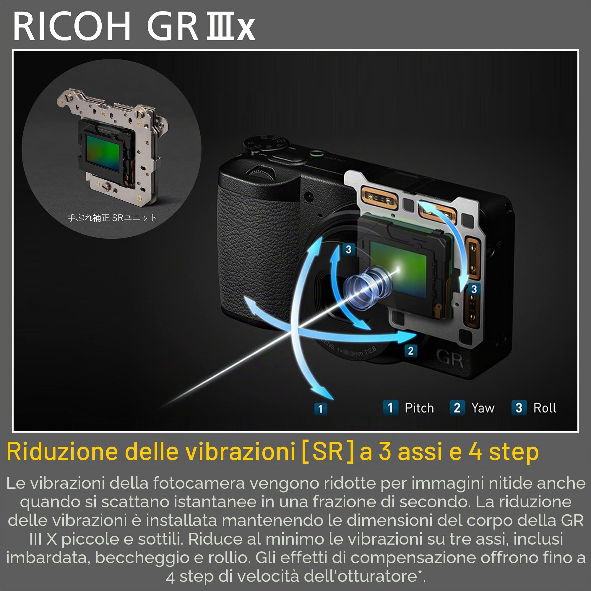 Fotocamera digitale Ricoh GR IIIx [Lung. f. 40 mm] [Dotata di sensore CMOS da 24,2 M APS-C ] [La fotocamera istantanea per eccellenza] [Avvio in circa 0,8 secondi] [AF ad alta velocità]