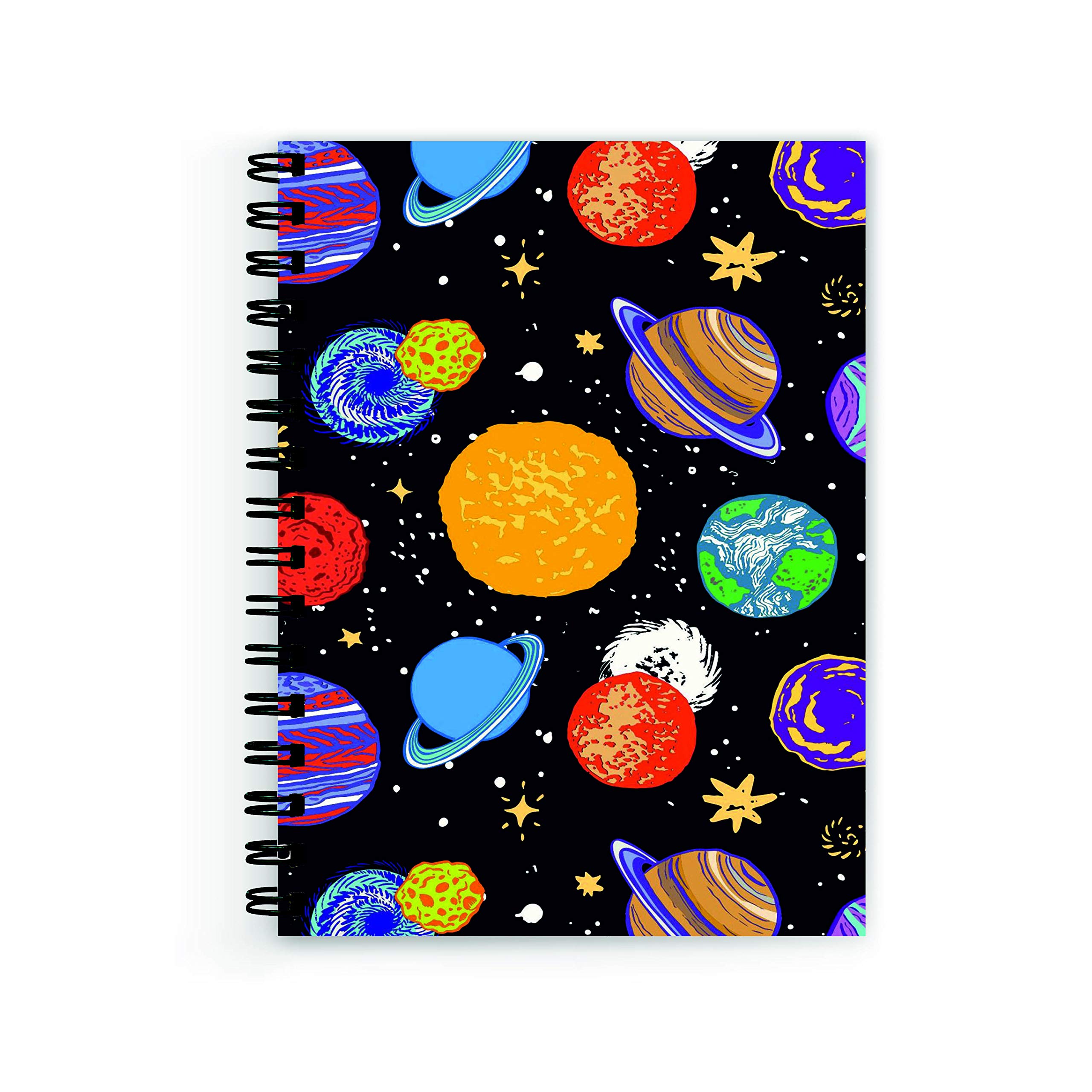Plan To Gift notebooks for Office Universe Planet Texture Notebook Wire Bound Spiral Printed Pages:160 (Size A5)
