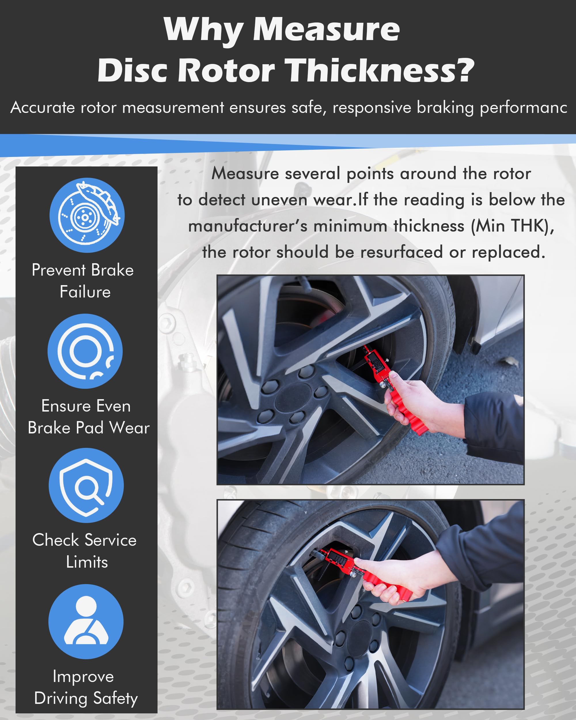 Digital Brake Rotor Caliper - Measure Rotors Accurately -6