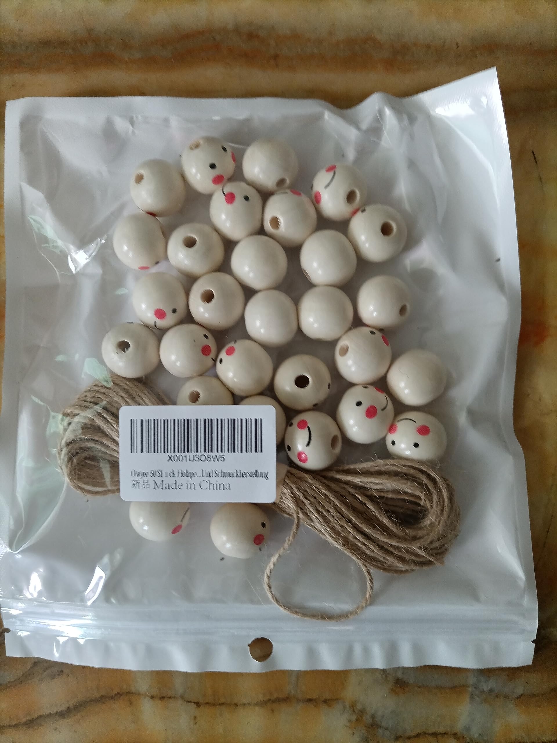 50 Unidades De Cuentas De Madera Redondas Con Agujero Para J