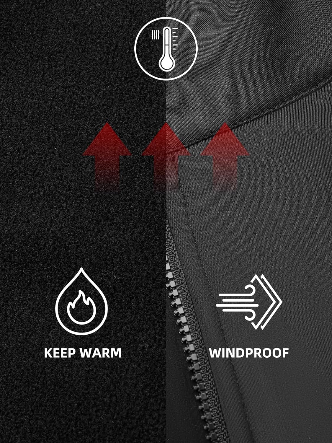 ROCKBROS Cycling Jacket for Men Winter Thermal Windproof Running Jacket Softshell Jacket Men Road Mountain Bike - Image 3