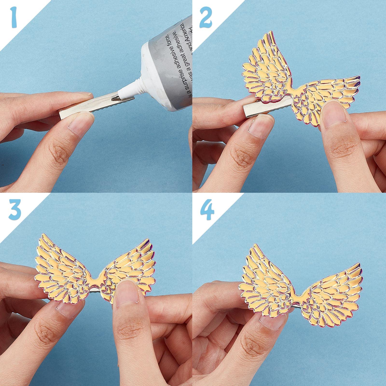 GORGECRAFT 40 Pcs Laser Ailes D'ange Tissu En Relief Irisé