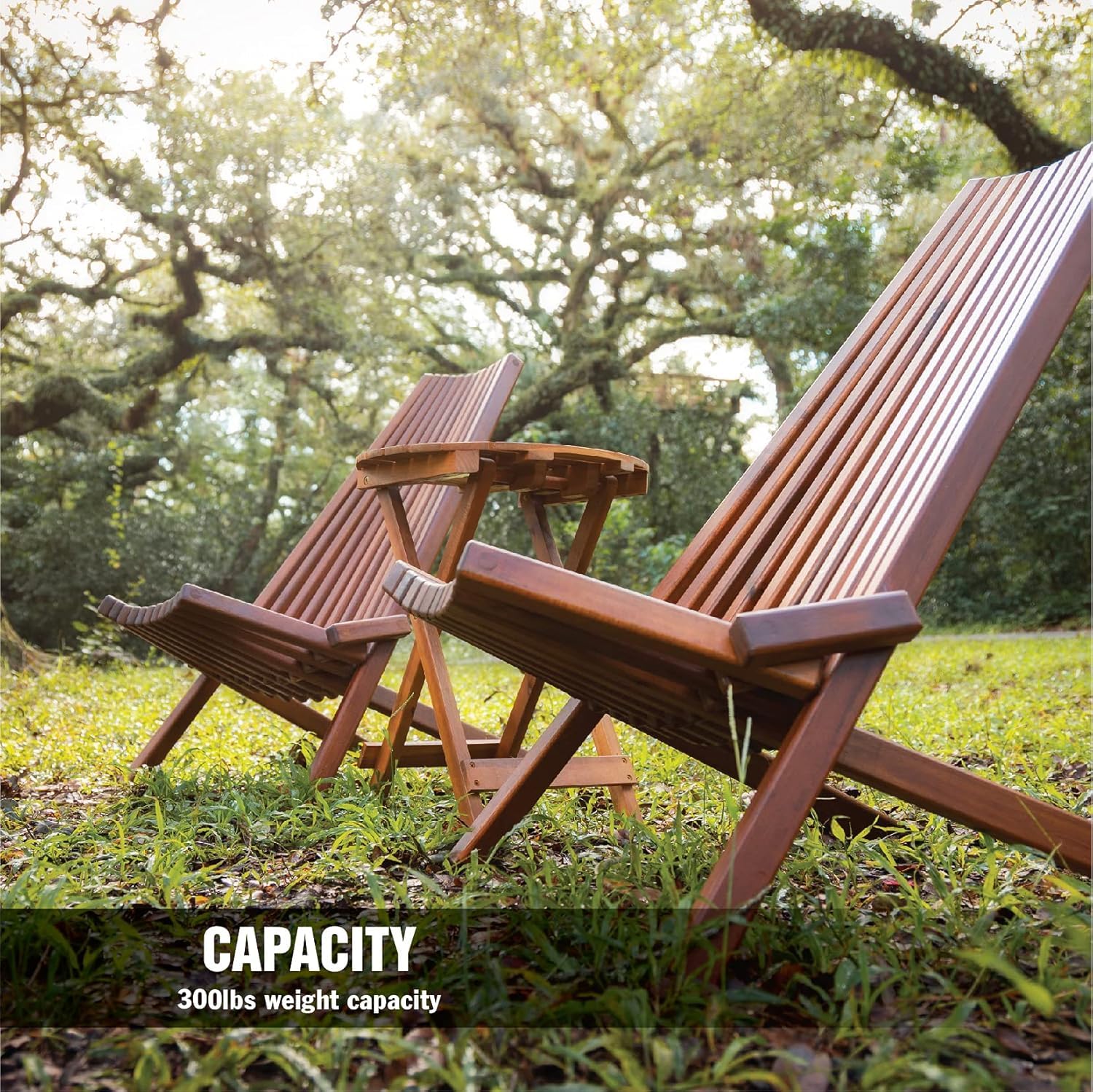 Melino Wooden Folding Chair Set of 2-Pack - Low Profile Acacia