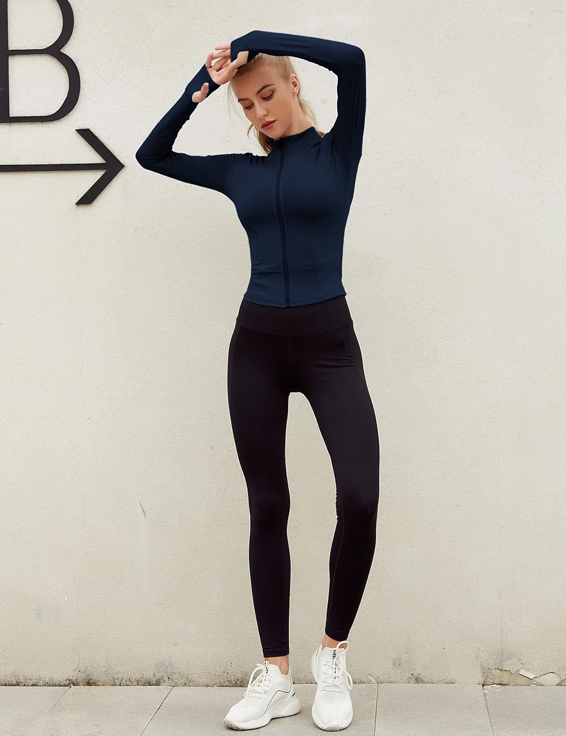 Yeokou Womens Active Zip Up Running Workout Cropped Bbl Athletic Jacket with Thumb Holes - Image 7