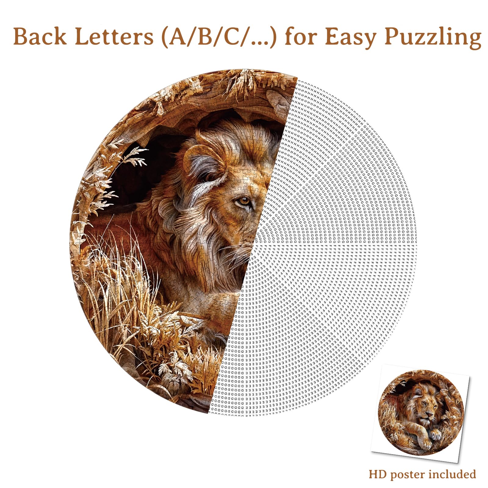 Puzzle da 1000 pezzi, puzzle per adulti, visivamente 3D, leone, classici puzzle per tutta la famiglia, decorazione per la casa e idea regalo (67,5 x 67,5 cm)