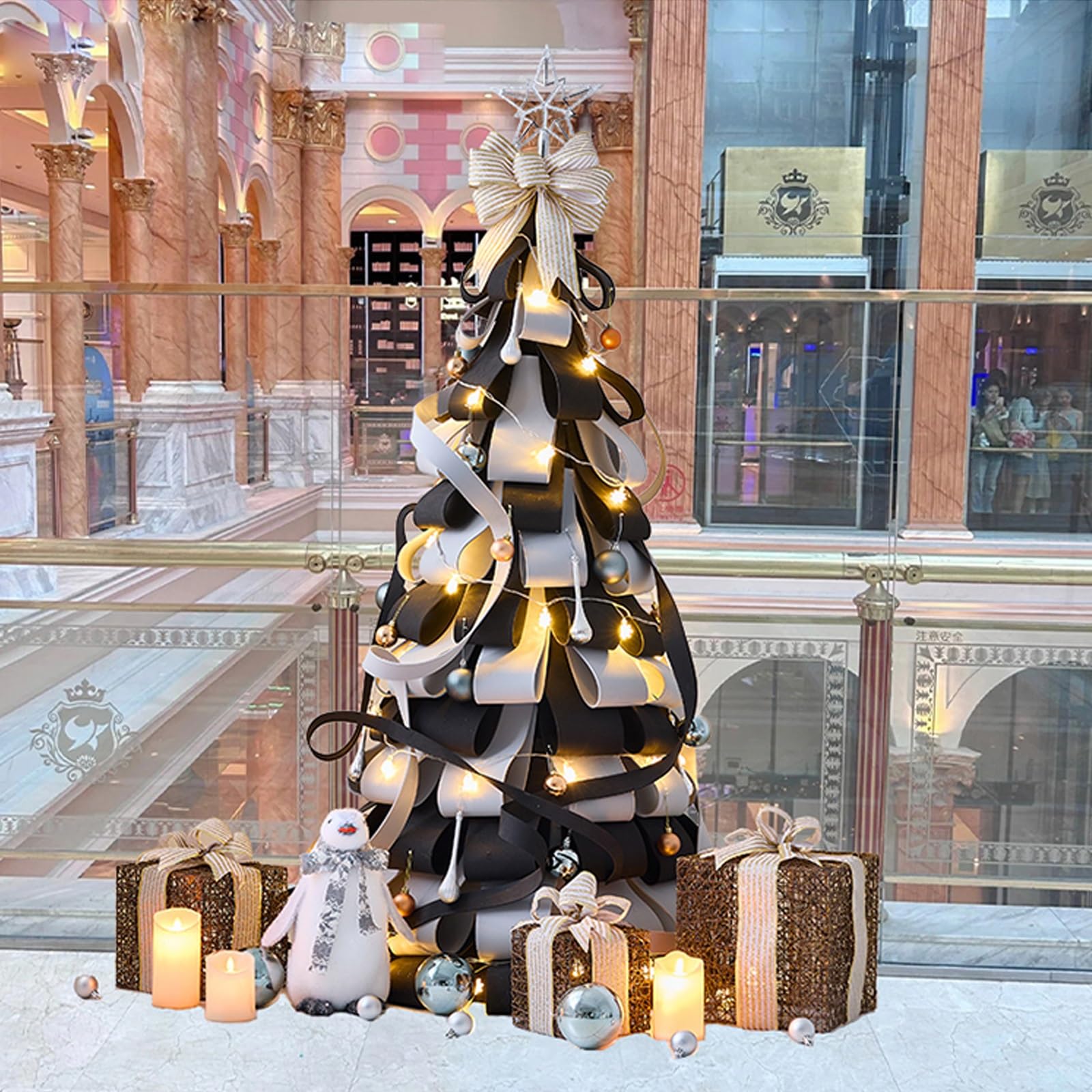 Juego de árbol de Navidad artificial de EVA con decoraciones, árbol de Navidad predecorado para interiores, hogar, oficina, 6 pies