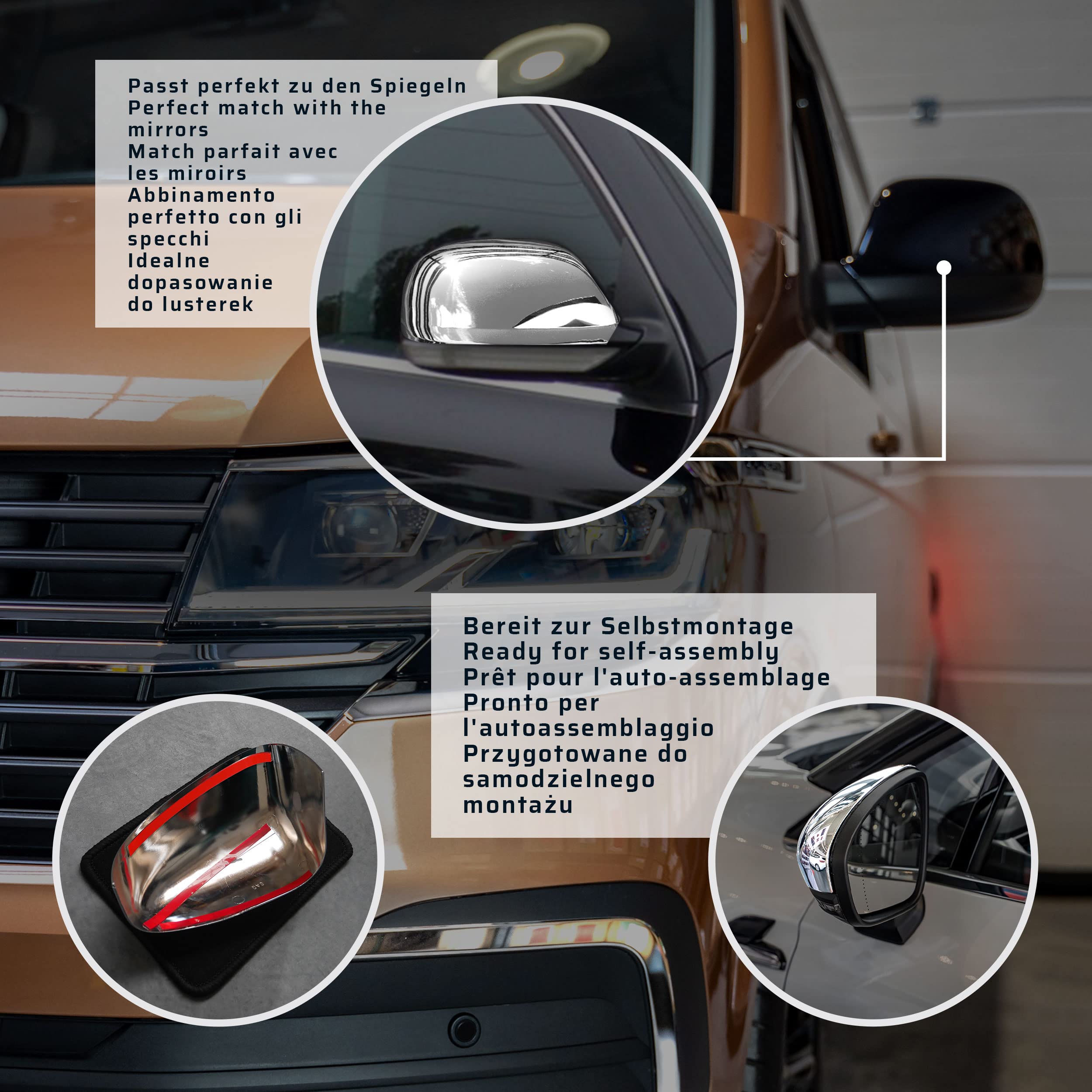 CHROMEMASTER | Nakładki na Lusterka Zewnętrzne | Kompatybilne z VW Touareg 7L 2007-2010 | Stal nierdzewna; Osłony Lusterek to Niepowtarzalny Wygląd Auta i Ochrona Przed Uszkodzeniem