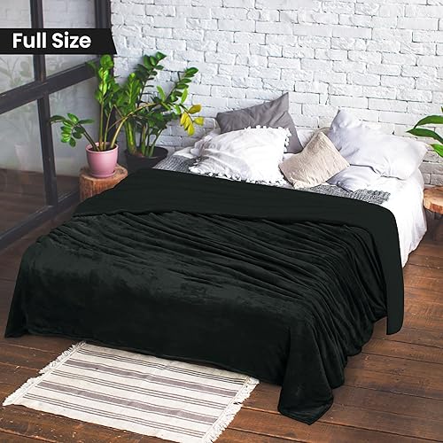 Miniatura 273 de Utopia Bedding - Manta sherpa de tamaño decorativo [negro, 50 x 60 pulgadas], manta reversible de vellón gruesa y cálida de 480 GSM, para cama