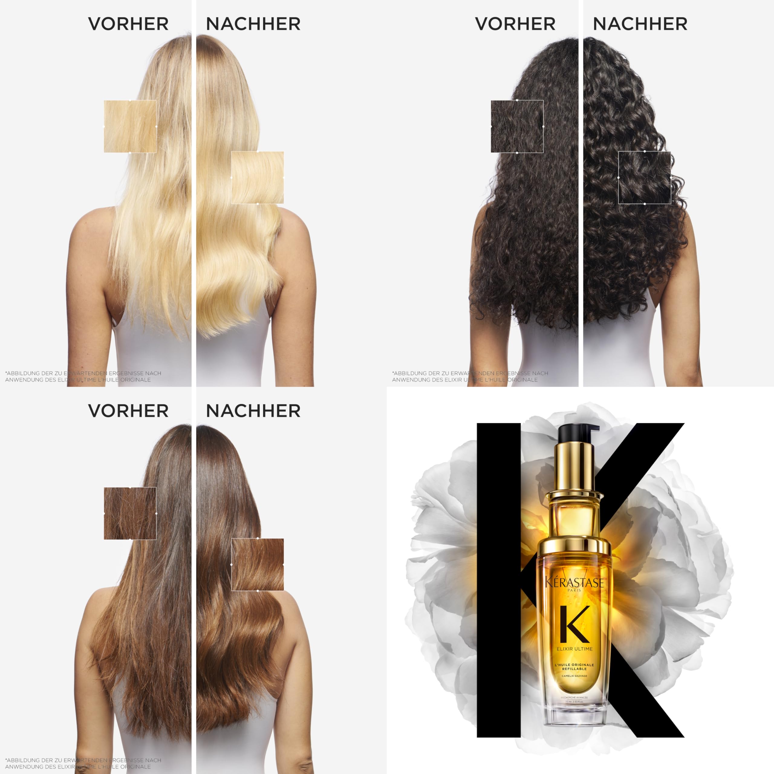 Kérastase Pflegeset mit Elixir Ultime Huile Originale (2 x 75 ml), Nutritive Bain Satin Riche Shampoo (80 ml), Nectar Thermique (50 ml) und Nutritive Bain Satin Riche Shampoo (80 ml) gratis