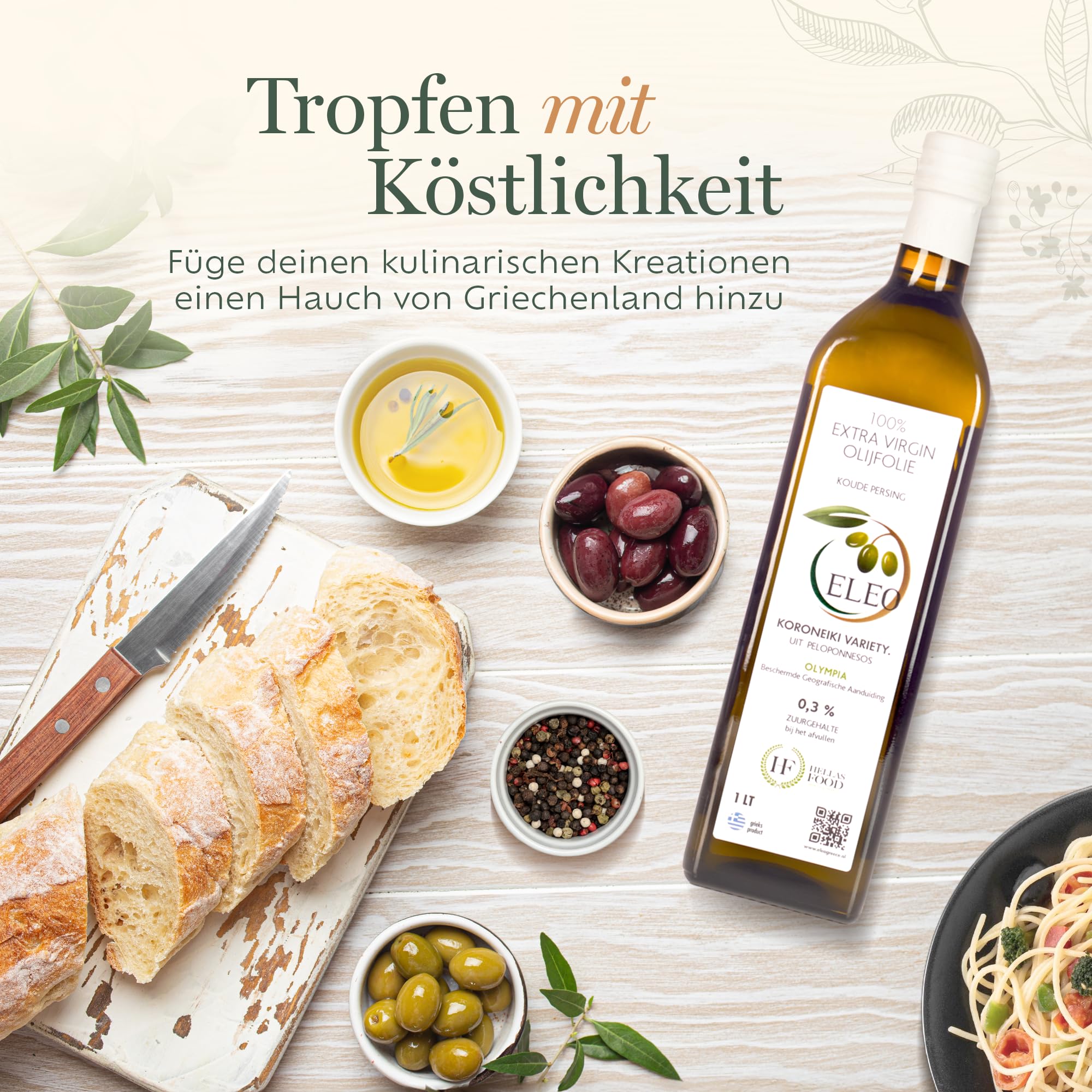ELEO Olympia - Extra Vergine Olivenöl - 5 Liter - 100% Griechische Koroneiki-Oliven - Hervorragende Qualität - Erste Kaltpressung - Internationale Medaillen Gewinner