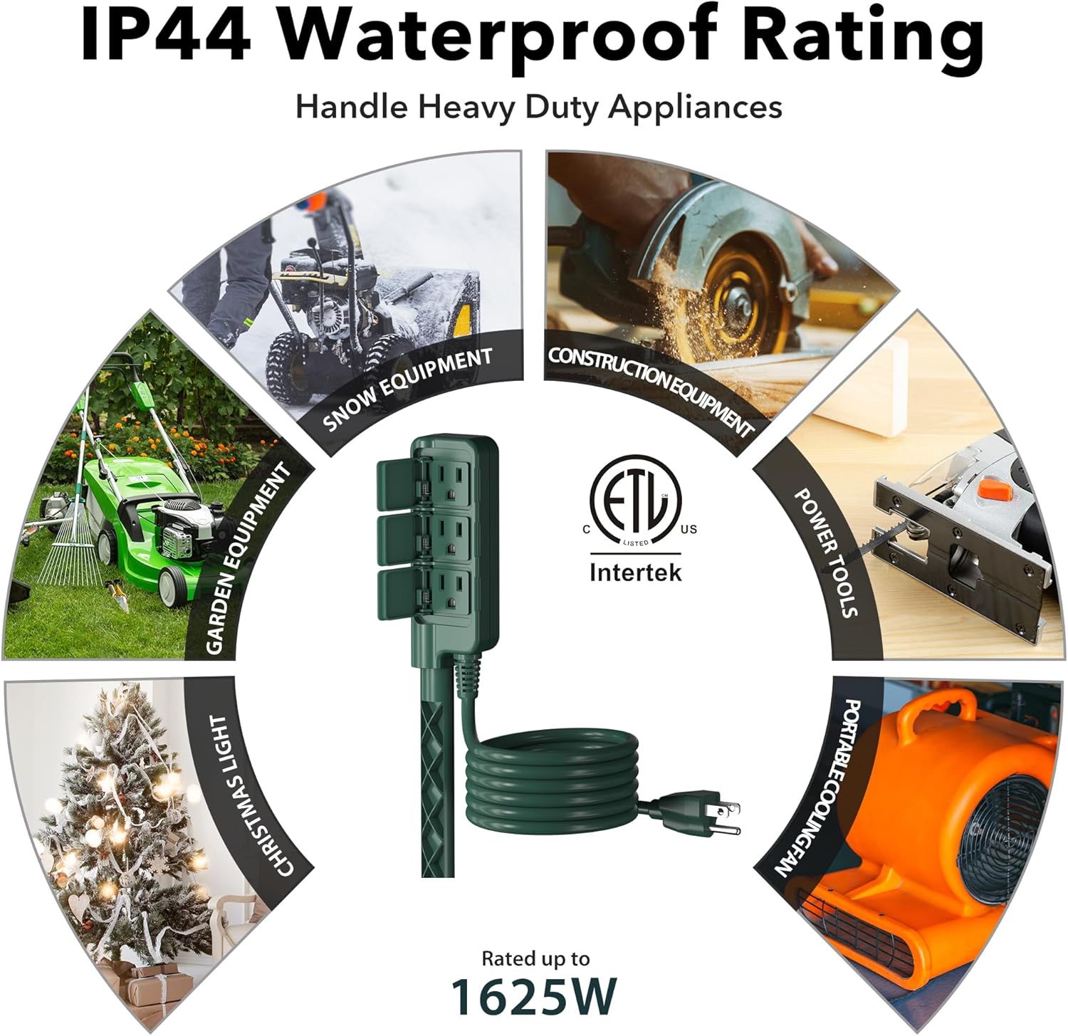 HBN Outdoor Power Stake Waterproof with 6FT Long Extension Cord, 3 Grounded Outlets Yard Power Strip with Protective Covers, Electrical Power Stake with Multiple Plug Socket for Garden Decoration