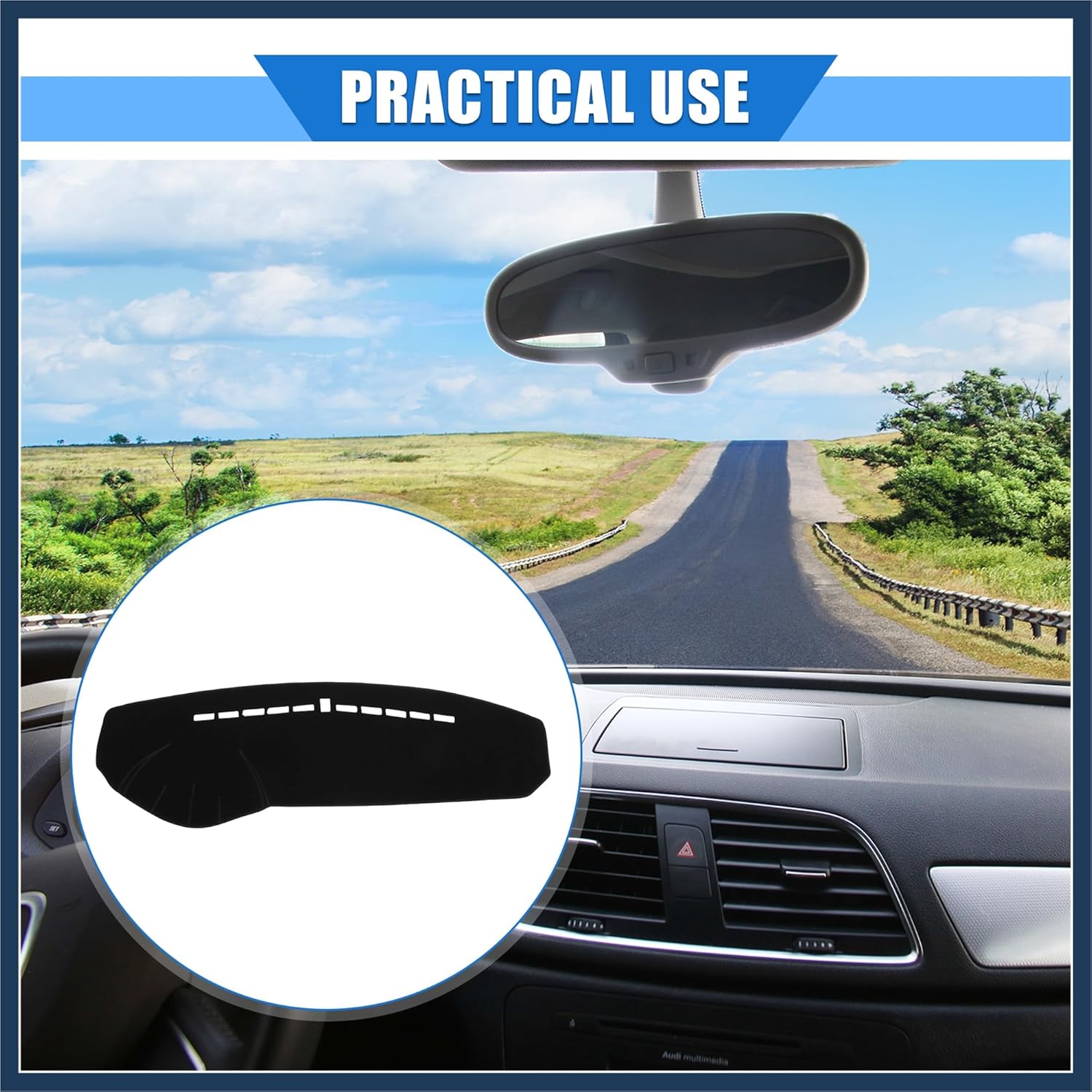 Car Dashboard Cover Compatible for Hyundai Sonata 2005-2009, Protective Polyester Black Center Console Interior Trim Dash Cover Mat Pad Stylish Design