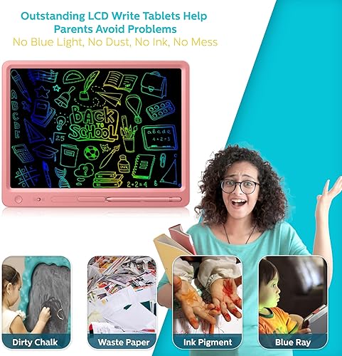 Miniatura 9 de Tableta de escritura LCD de 15 pulgadas para niños, tableros de garabatos para niños de 3 a 12 años, juguetes educativos, tablero de planificación