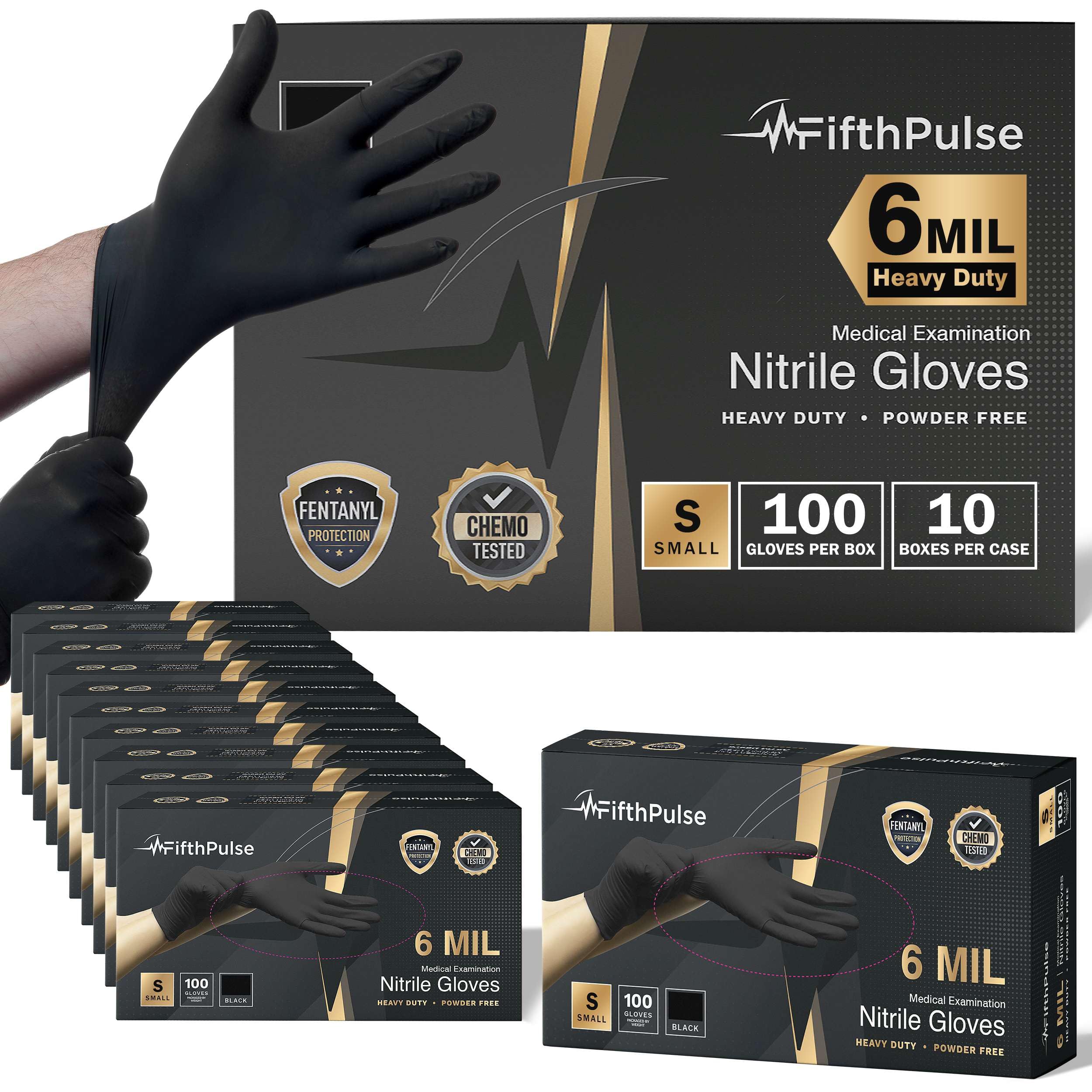 Photo 1 of FifthPulse 6 Mil Black Nitrile Gloves (1000 Ct)