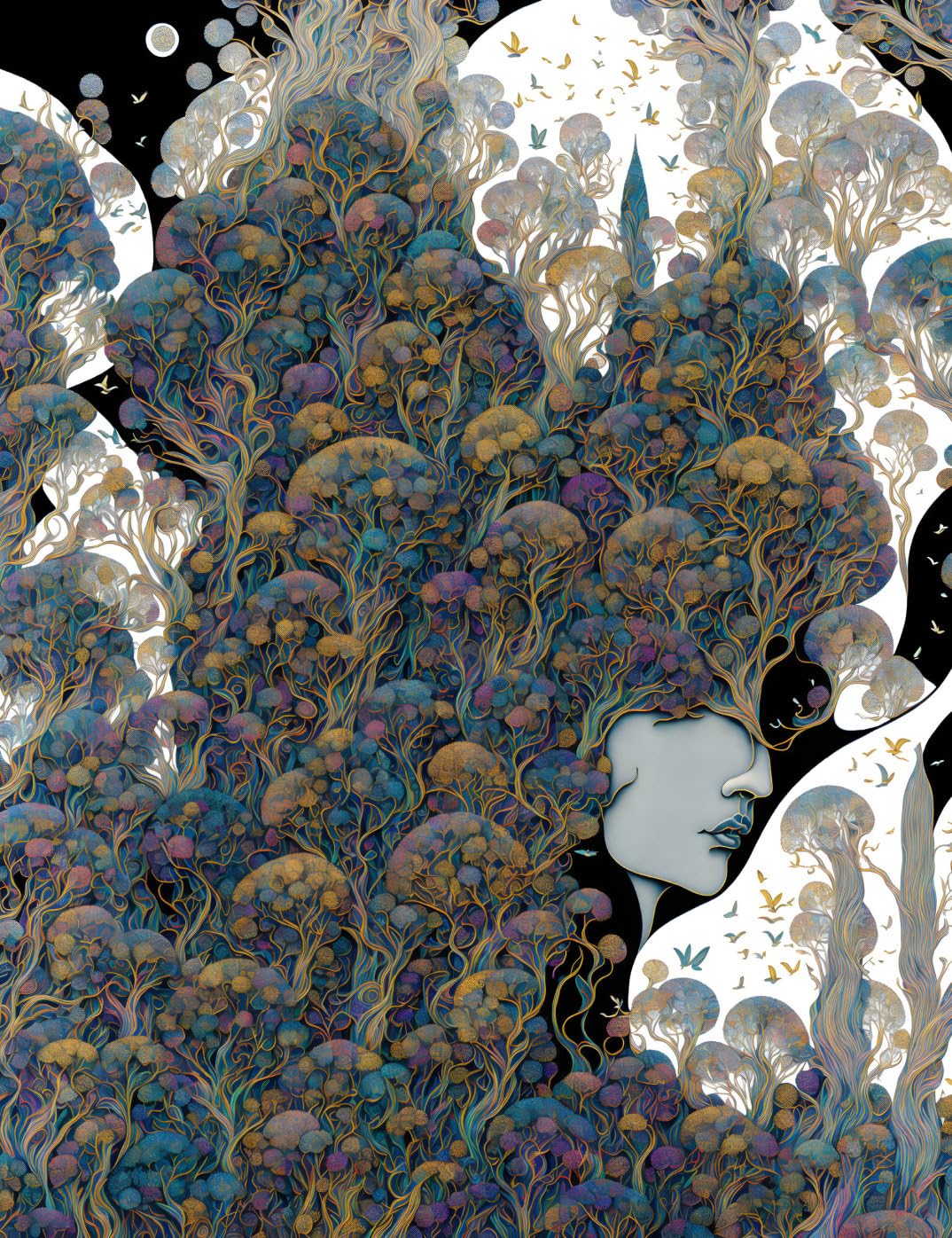 Illustration abstraite SERENDIPITP pour un salon moderne grand format 58x90