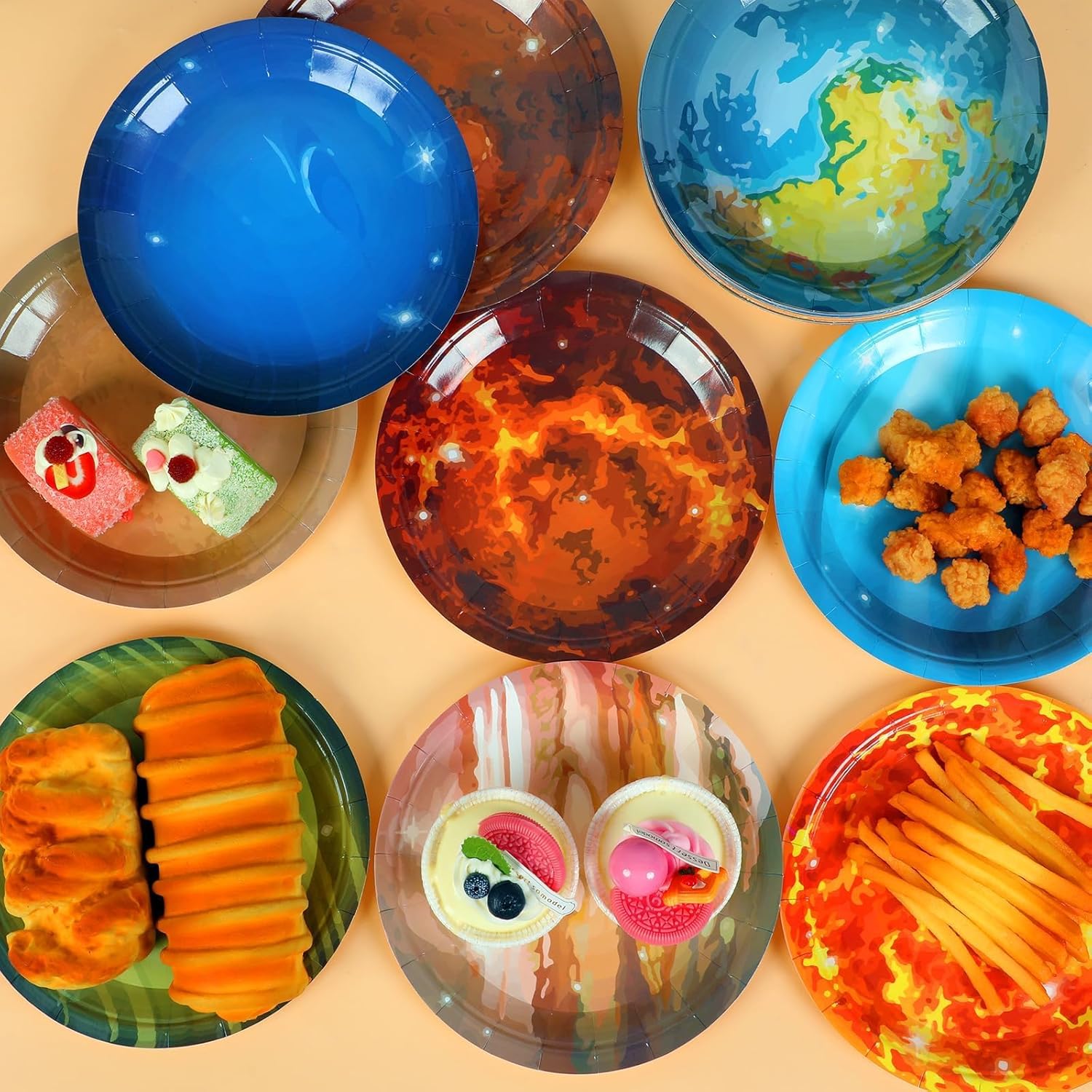 50Pcs Solar System Party Plates Outer Space Theme Party Supplies Galaxy Party Planet 7 Inch Dessert Paper Plates for Kids Space Solar System Planets Baby Shower Party Birthday Party Decorations - Image 4