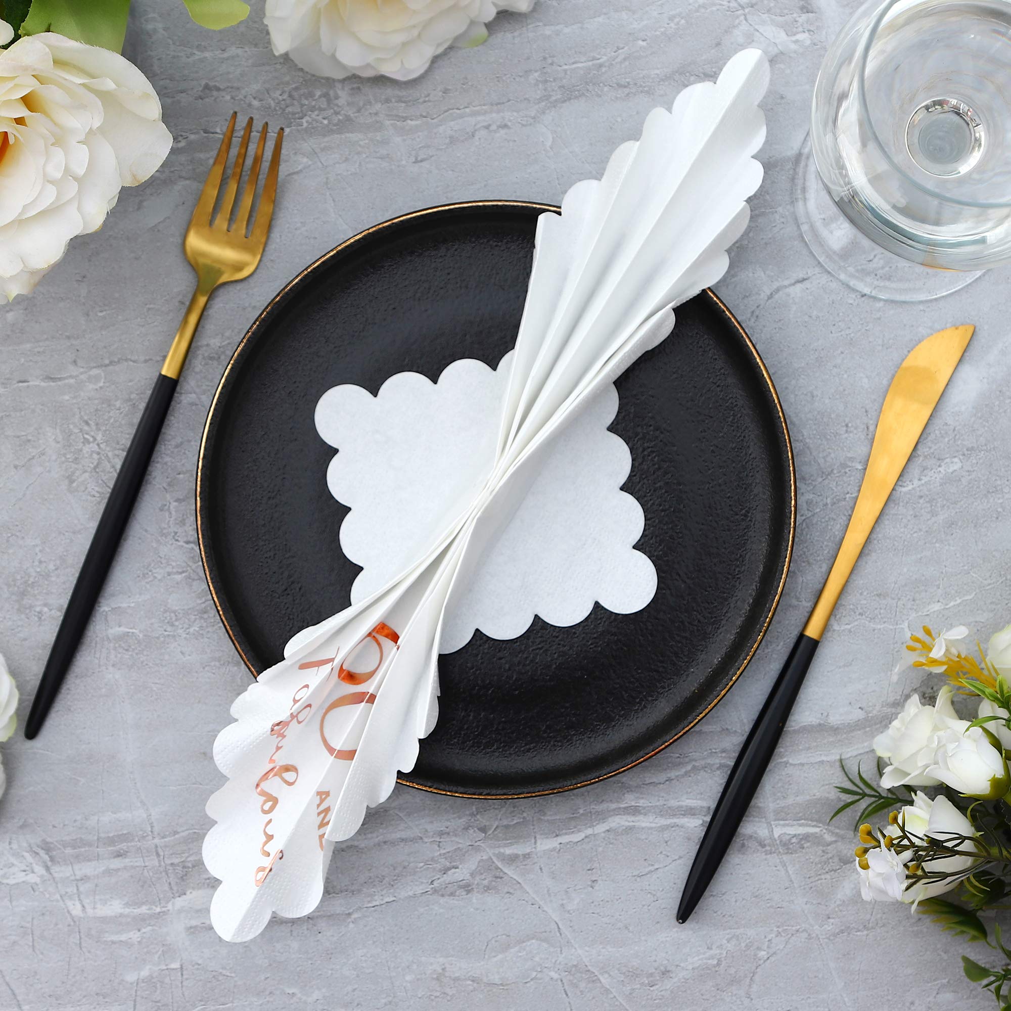 60th Birthday Rose Gold Napkins - 50 Pack -5