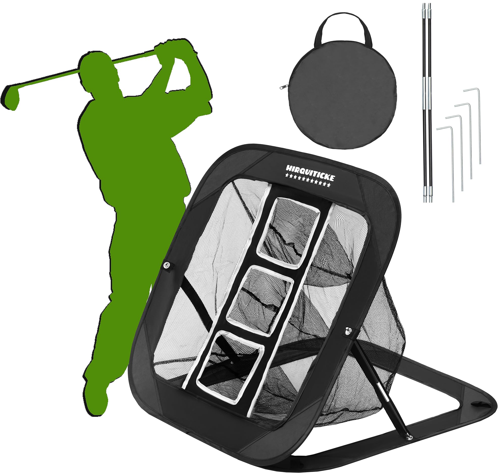 Golf Practice Hitting Net for Backyard Training - Hitting Aid Nets Driving Chipping Swing Training with Target - Gift for Men & Golf Lovers (Black)