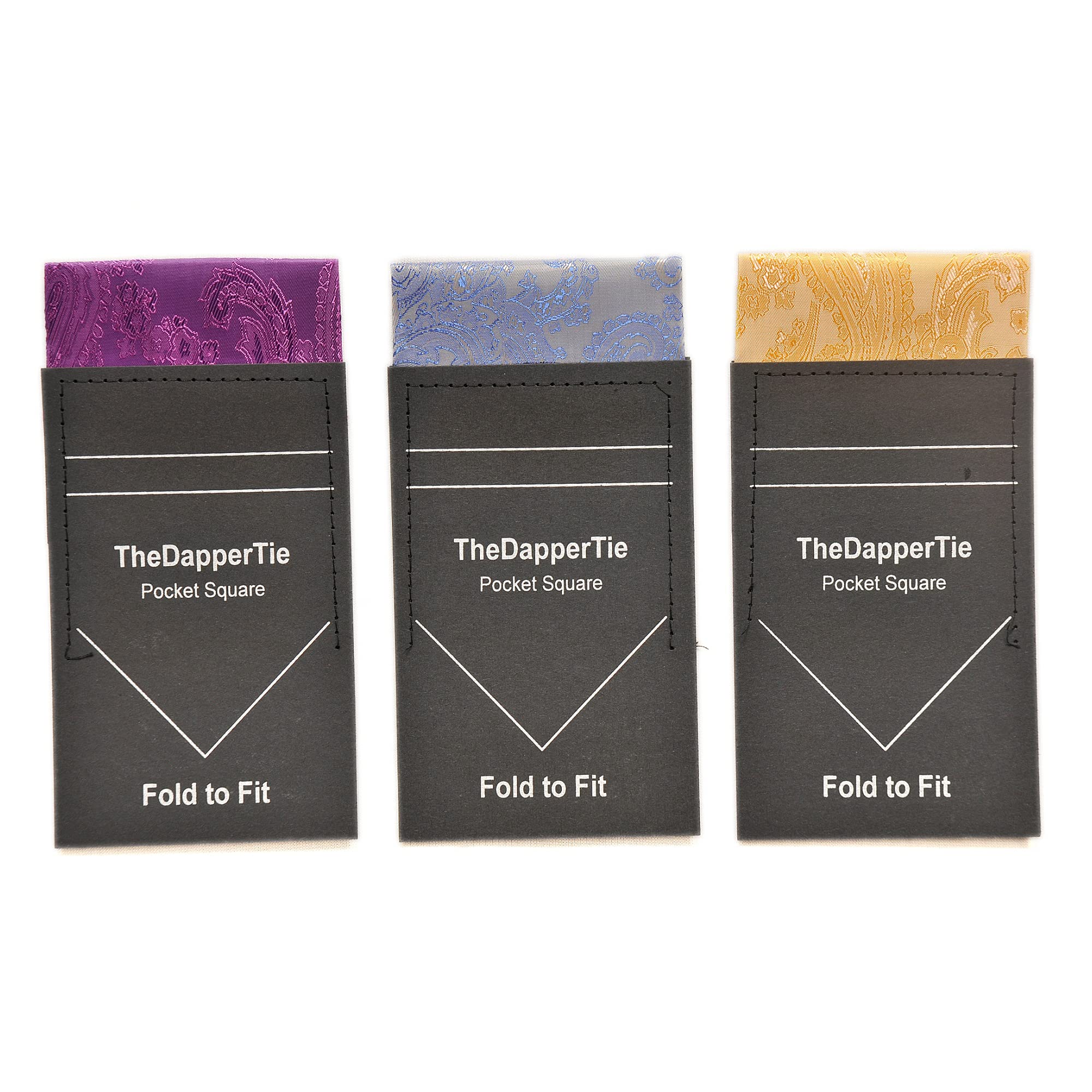 New Men's Paisley Flat Pre Folded Pocket Square on Card - Cobalt Blue