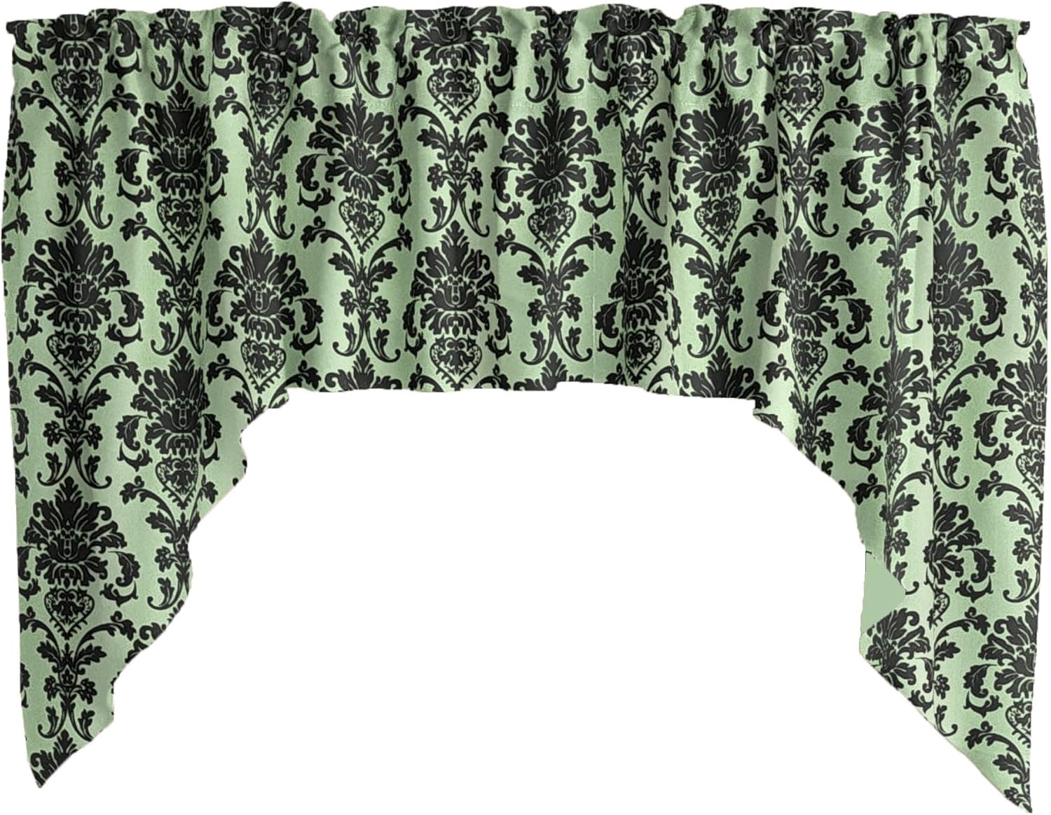 lovemyfabric Poplin Damask Floral Swag Window Valance Window Treatment/Window Décor (58" Wide / 36" Tall, Sage)
