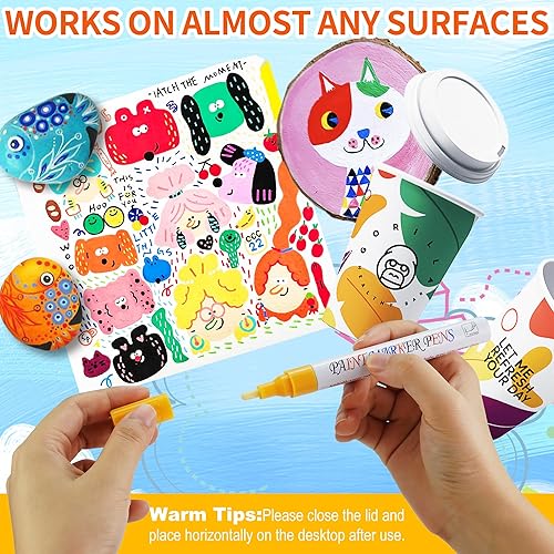 Miniatura 6 de Rotuladores de pintura a base de aceite de 8 colores, bolígrafos de pintura permanentes impermeables para pintura roca, vidrio, metal, madera,