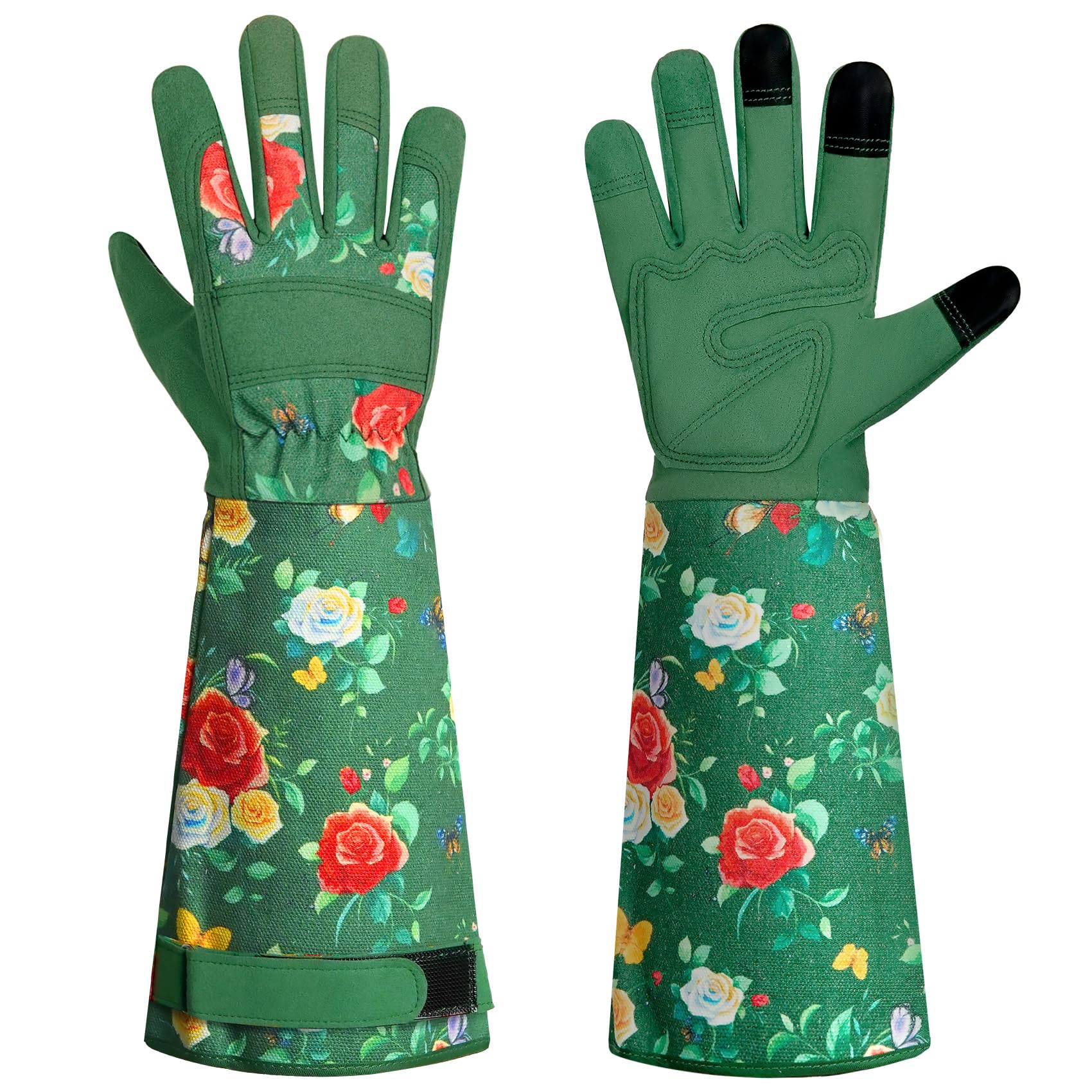 Gardening Gloves,Leather Rose Gloves,Women's Long Gardening Glove for Work and Yard Work,Durable and Comfortable(Medium, Green