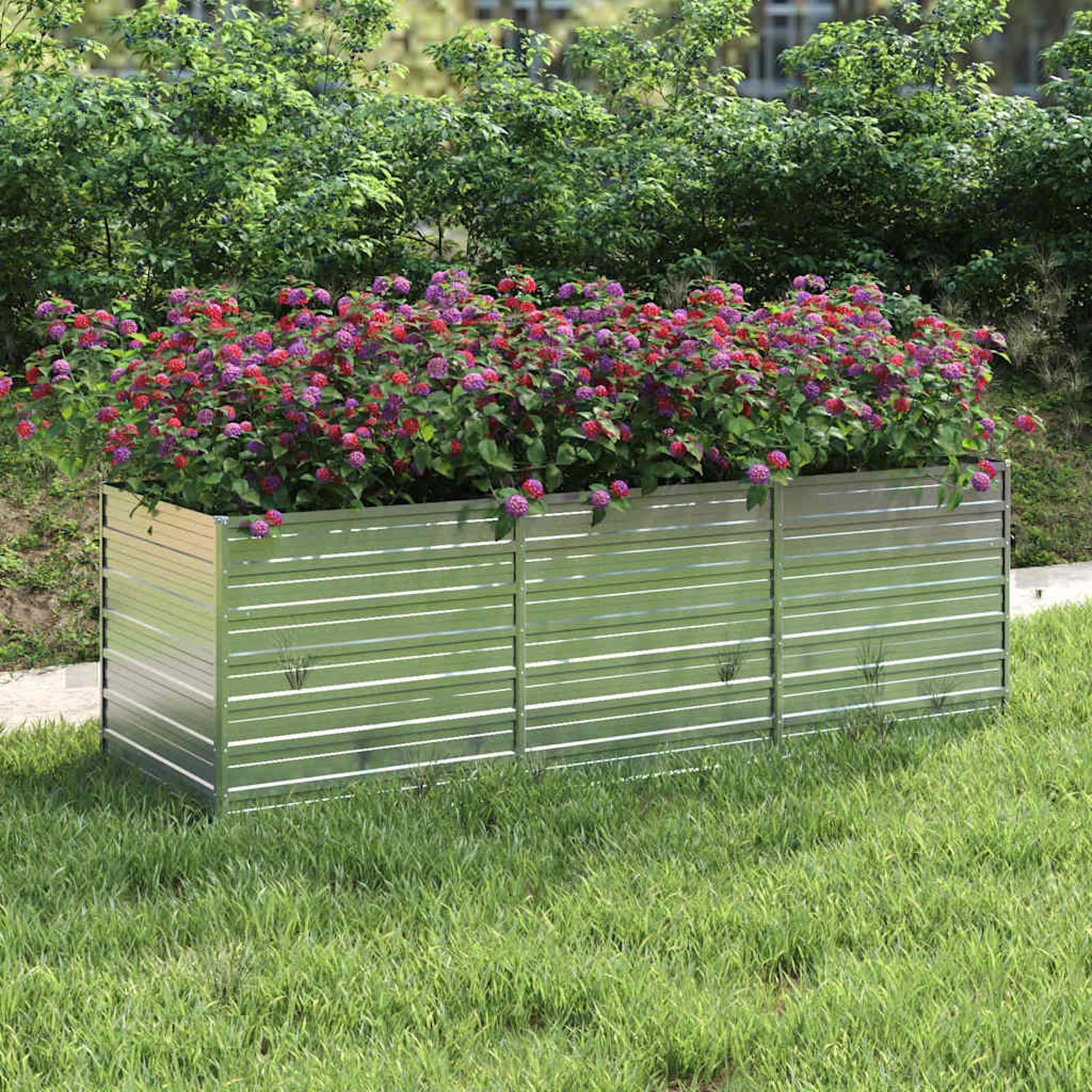 Tidyard Large Galvanised Steel Raised Planter - Modern Design for Vegetables, Herbs, Flowers - 240x80x77 cm Model316886