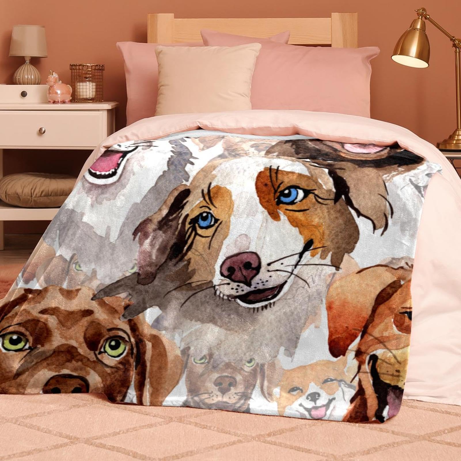 Couverture Polaire Chiens Couverture De Canapé Couverture De Lit pour Chambre Salon Bureau 150×200cm