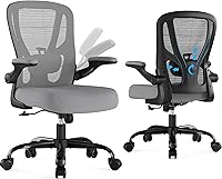 Vista 10 de Silla de oficina ergonómica de escritorio, silla de computadora de malla, silla de trabajo transpirable con ruedas, soporte lumbar ajustable, sillas