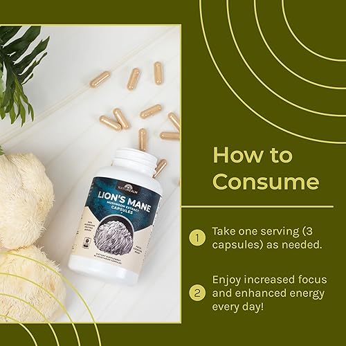 Miniatura 6 de Naturealm - Cápsulas de melena de león - Superalimento para la salud cerebral apoya la concentración y la salud nerviosa, 90 cápsulas vegetarianas,