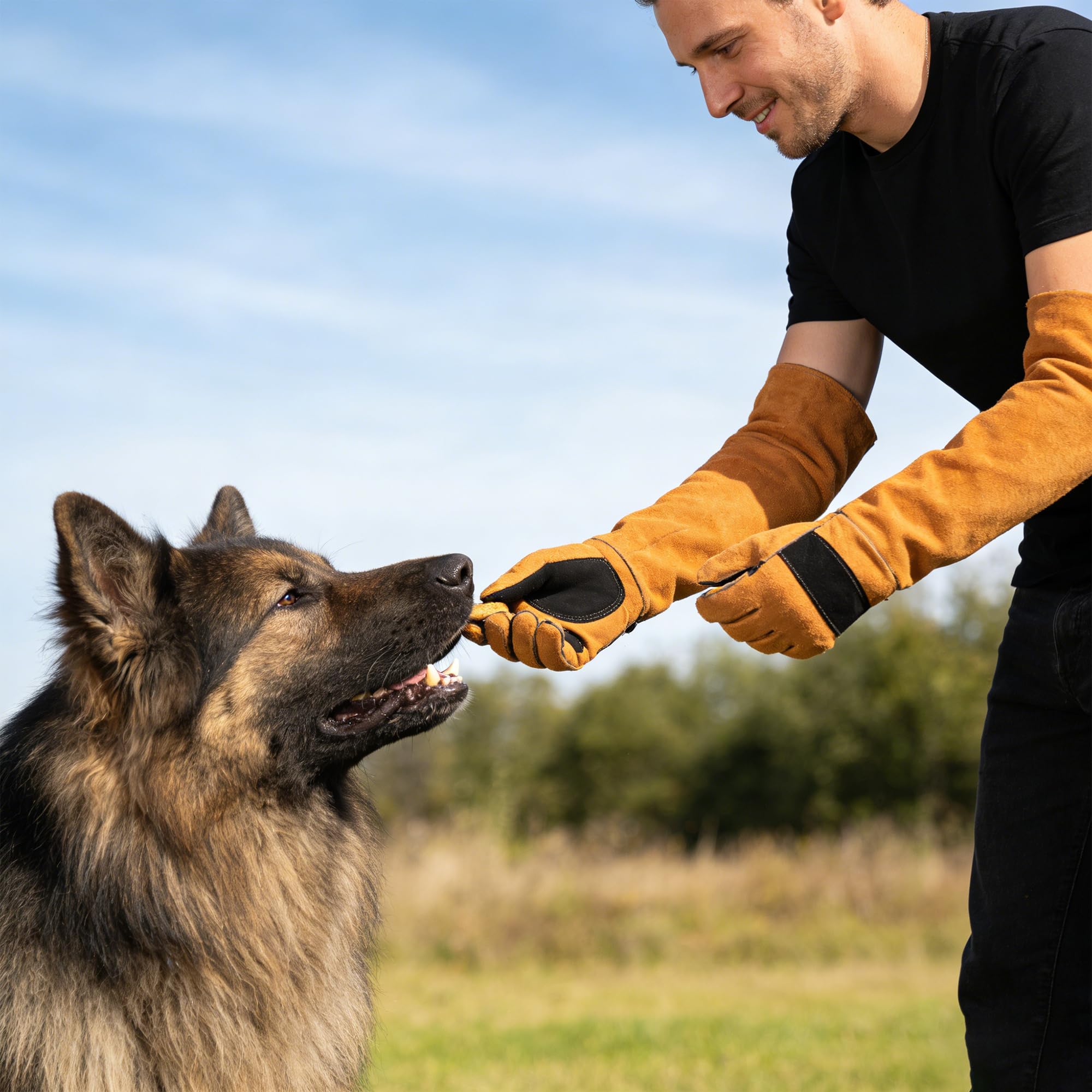Guantes de Manipulación de Animales a Prueba de Mordeduras, 45CM, Amarillos, Multiusos para Mascotas