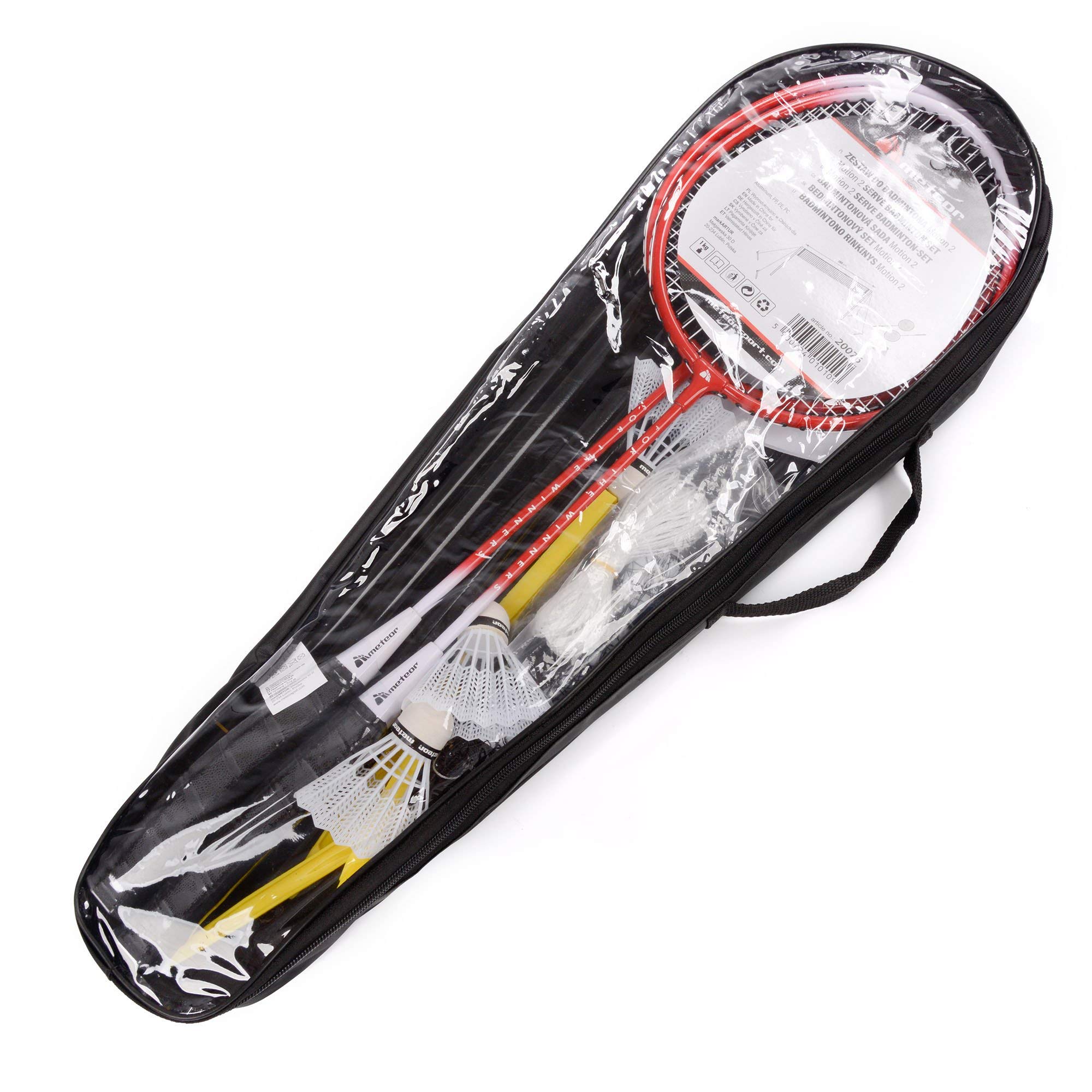 Set Badminton per 2 o 4 Giocatori - Racchette 3 Volani 1 Rete - Set Perfetto per Bambini Ragazzi e Adulti - per Tutta Famiglia - Spiaggia Giardino Vacanza