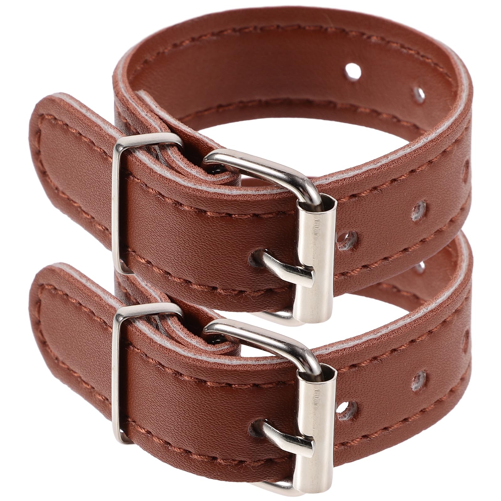 Light Brown Leather Stirrup Basket Strap with Metal Buckle for Front Basket - Adjustable Bike Accessory