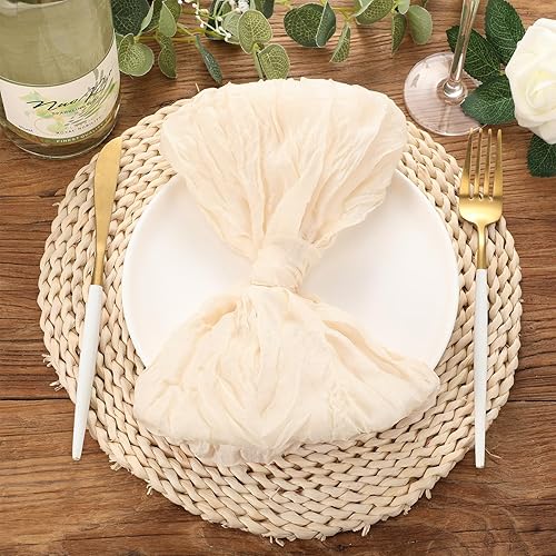 Miniatura 6 de Mixweer 50 servilletas de gasa de 20 x 20 pulgadas, servilletas de algodón de gasa arrugada, servilletas de tela de queso, servilletas de tela