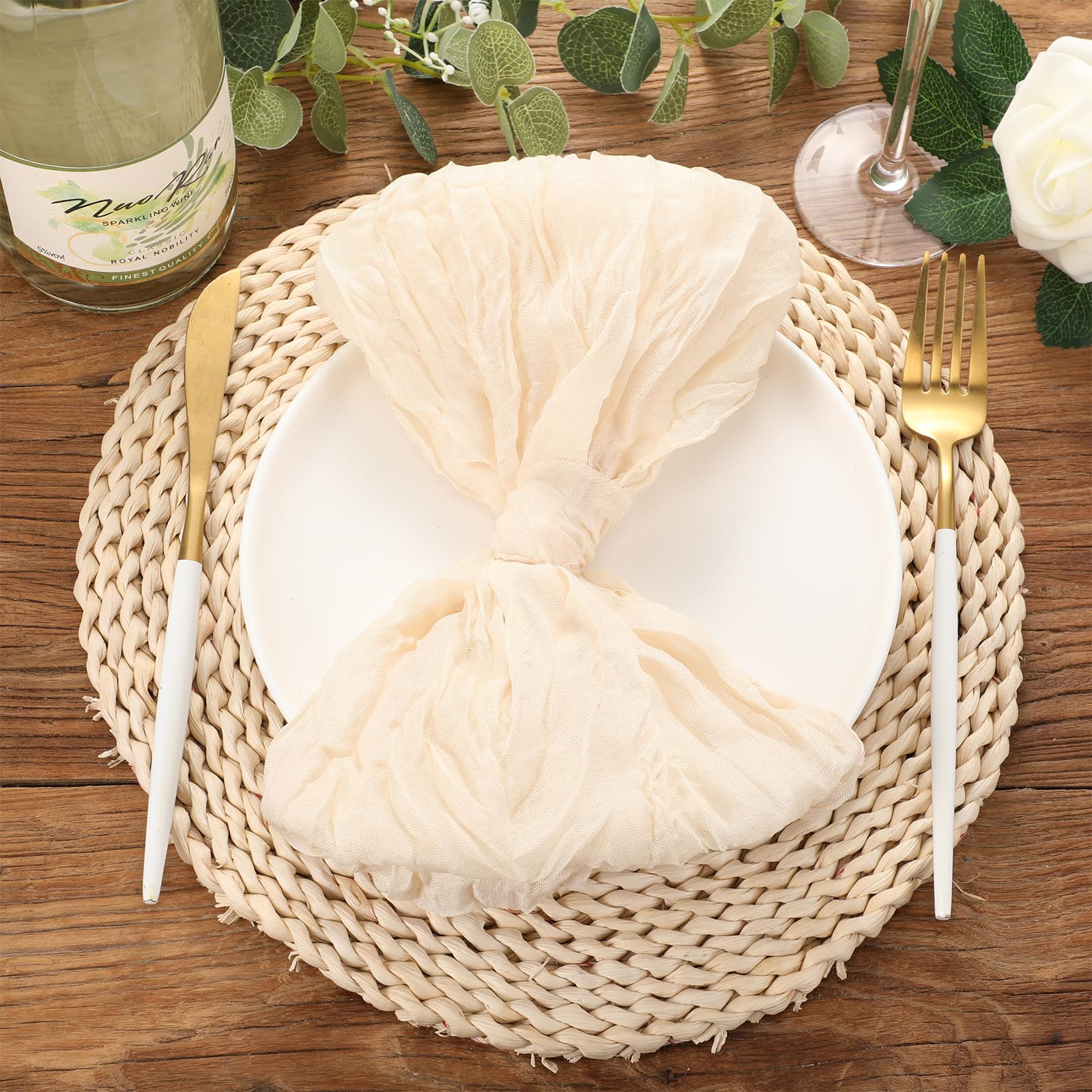 Mixweer 50 servilletas de gasa de algodón arrugado de 50 x 50 cm, color beige