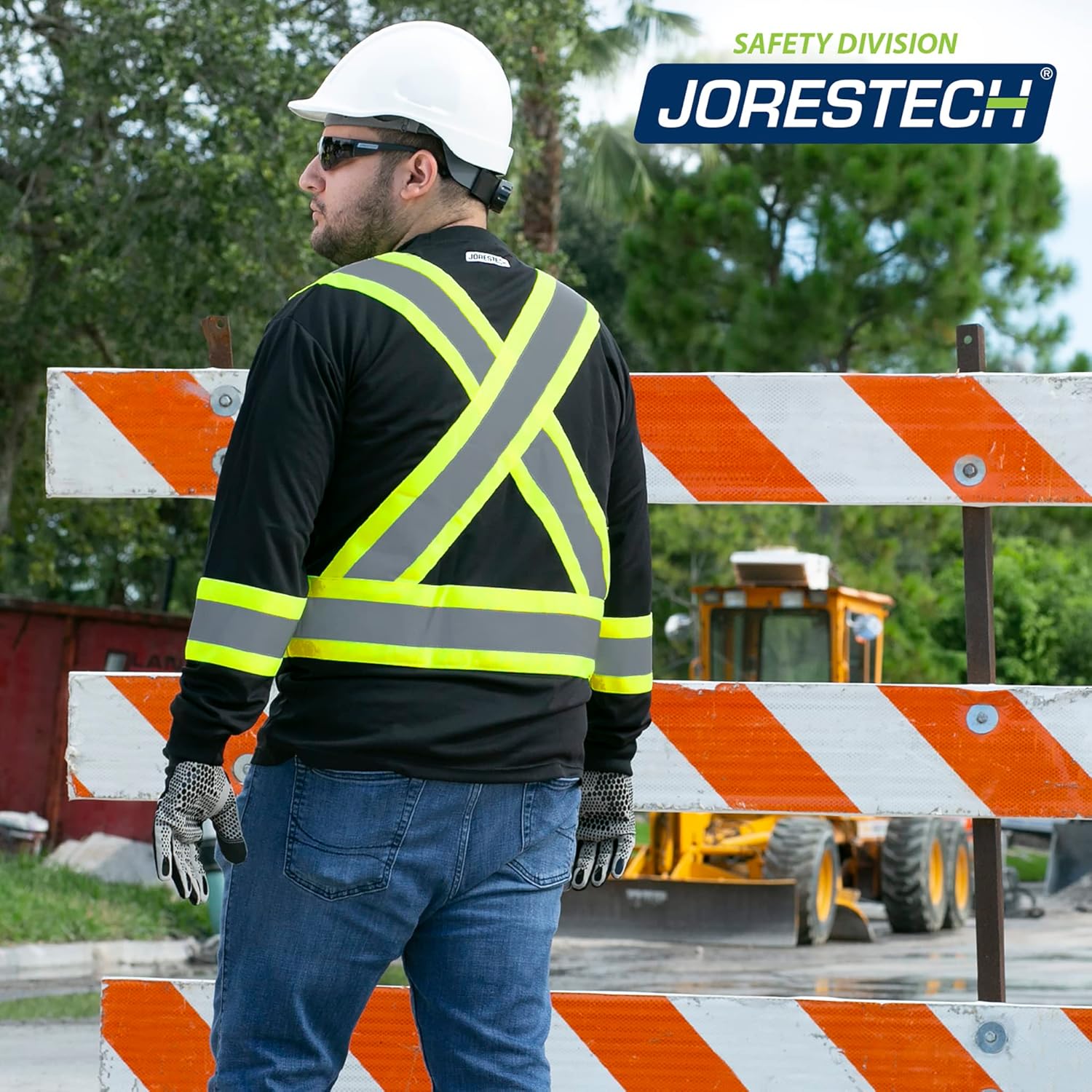 JORESTECH High-Visibility Long Sleeve Safety T-Shirt with Reflective X Back, ANSI & CSA Compliant (S-TS-15)