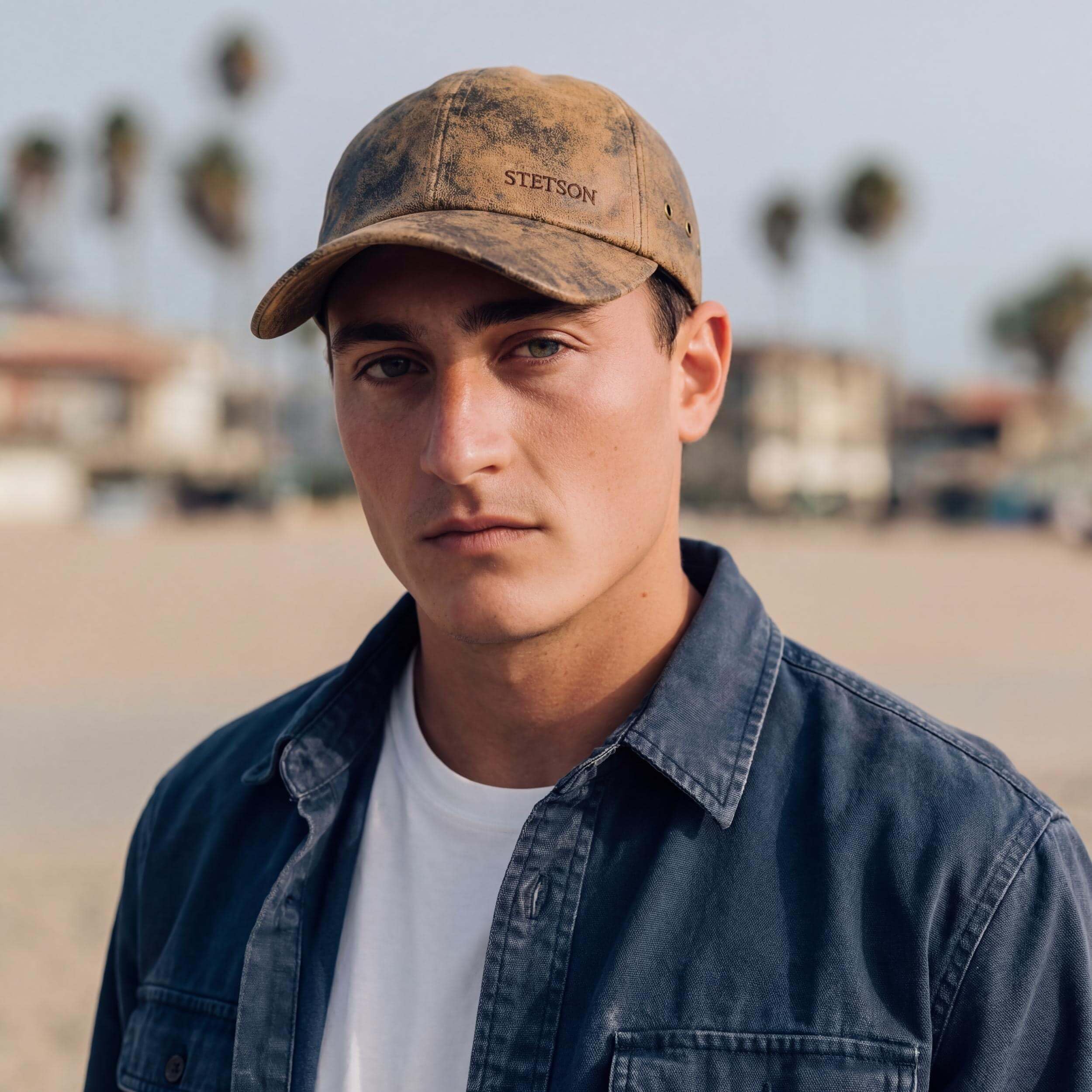 Stetson Rawlins Pigskin Basecap Vintage Look Ledercap Strapback Herren Sommer Winter